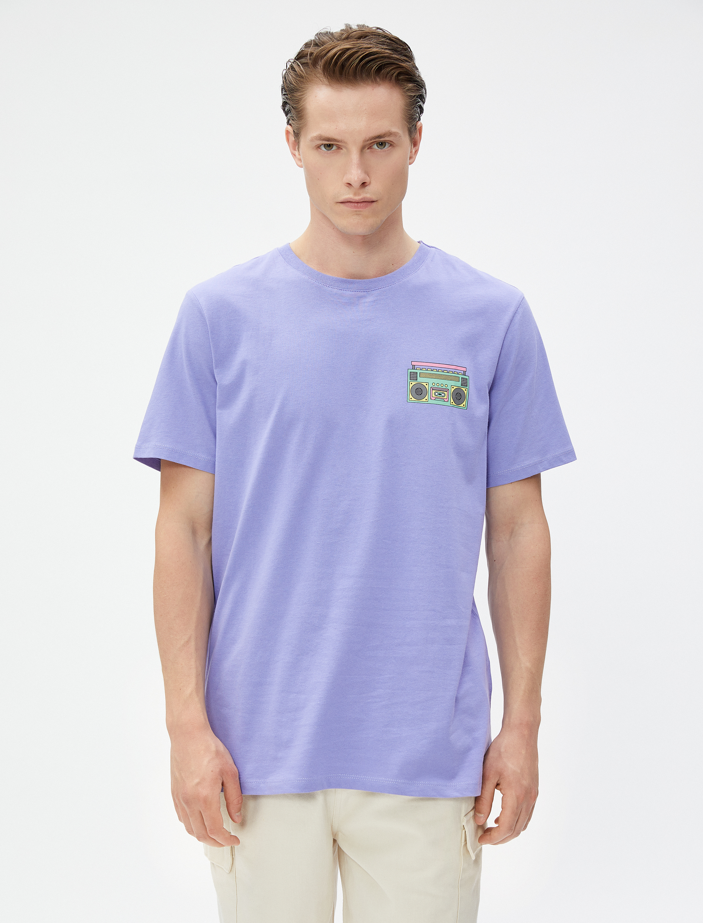   Basic Tişört Bisiklet Yaka Müzik Baskılı