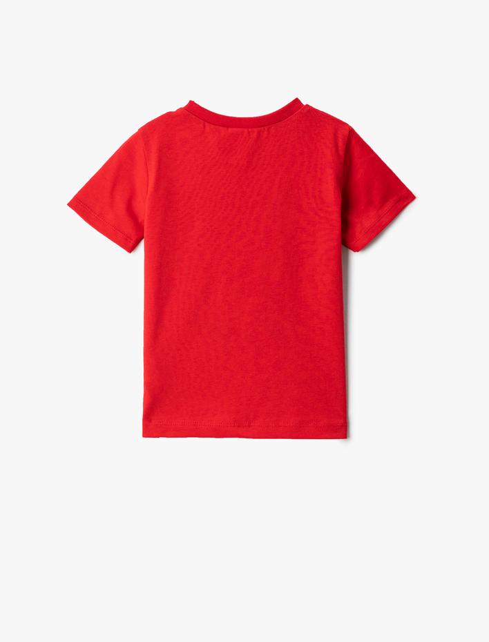 Erkek Bebek Kaplan Baskılı Kısa Kollu Tişört Bisiklet Yaka