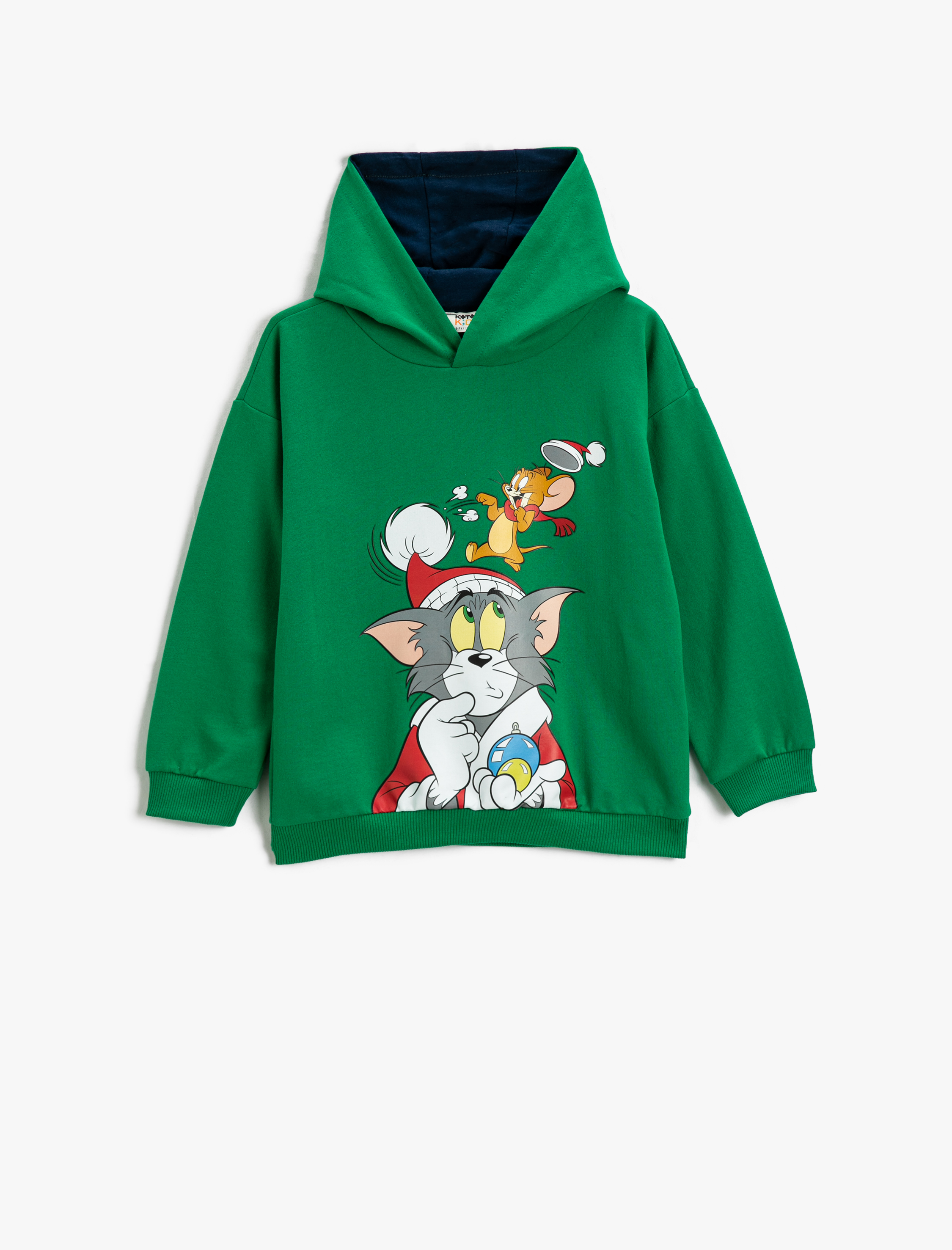  Erkek Çocuk Kapşonlu Sweatshirt Tom ve Jerry Baskılı Lisanslı Uzun Kollu