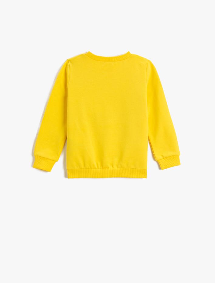 Erkek Bebek Dinozor Baskılı Sweatshirt Uzun Kollu Bisiklet Yaka