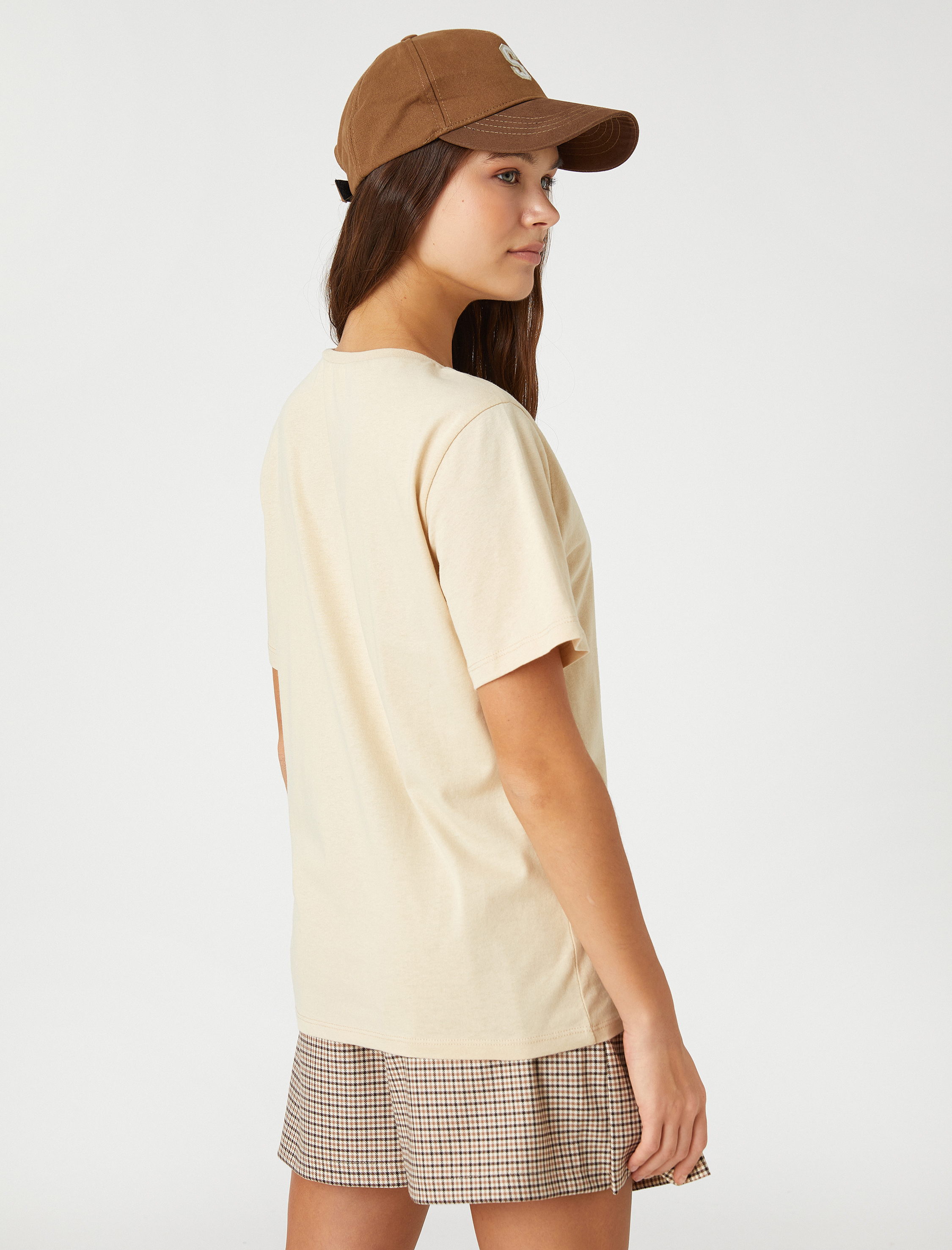   Kısa Kollu Tişört Bisiklet Yaka Koala İşlemeli