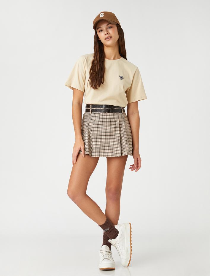  Kısa Kollu Tişört Bisiklet Yaka Koala İşlemeli