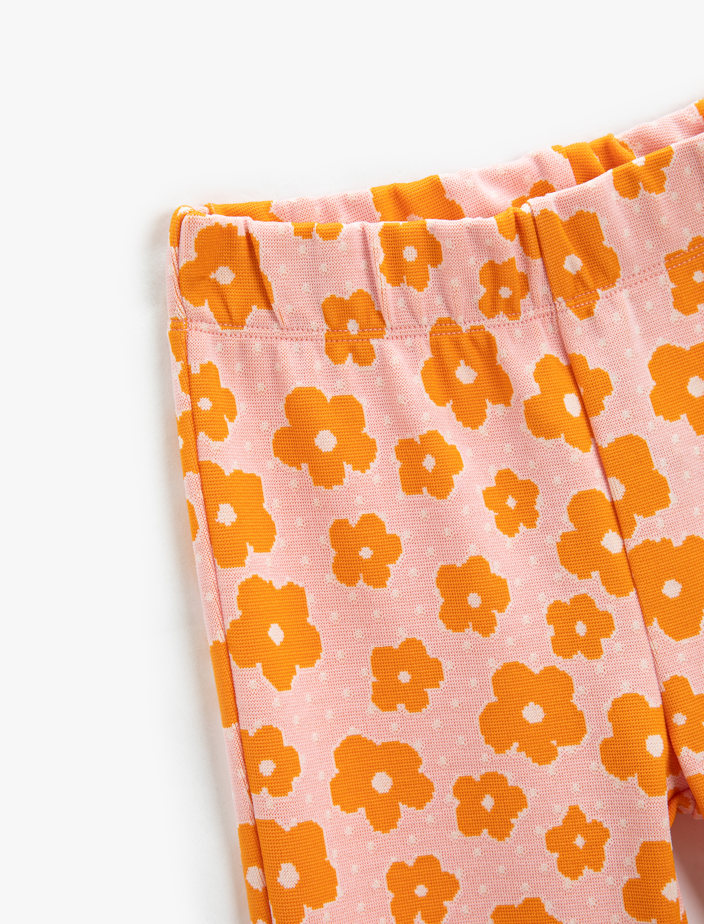  Kız Çocuk İspanyol Paça Tayt Pantolon Çiçekli Beli Lastikli