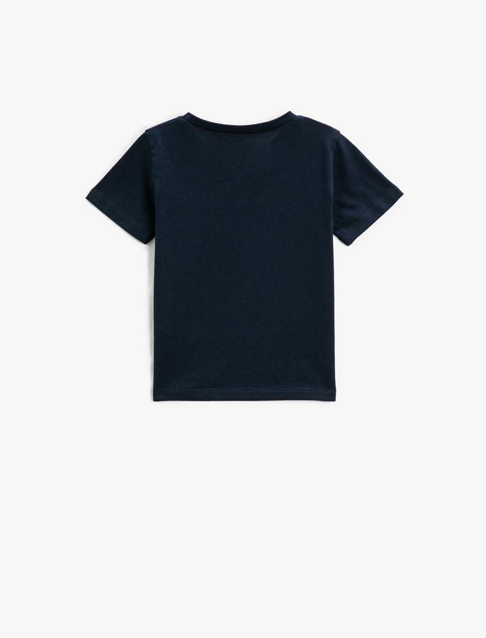 Erkek Bebek Kısa Kollu Tişört Baskılı Bisiklet Yaka