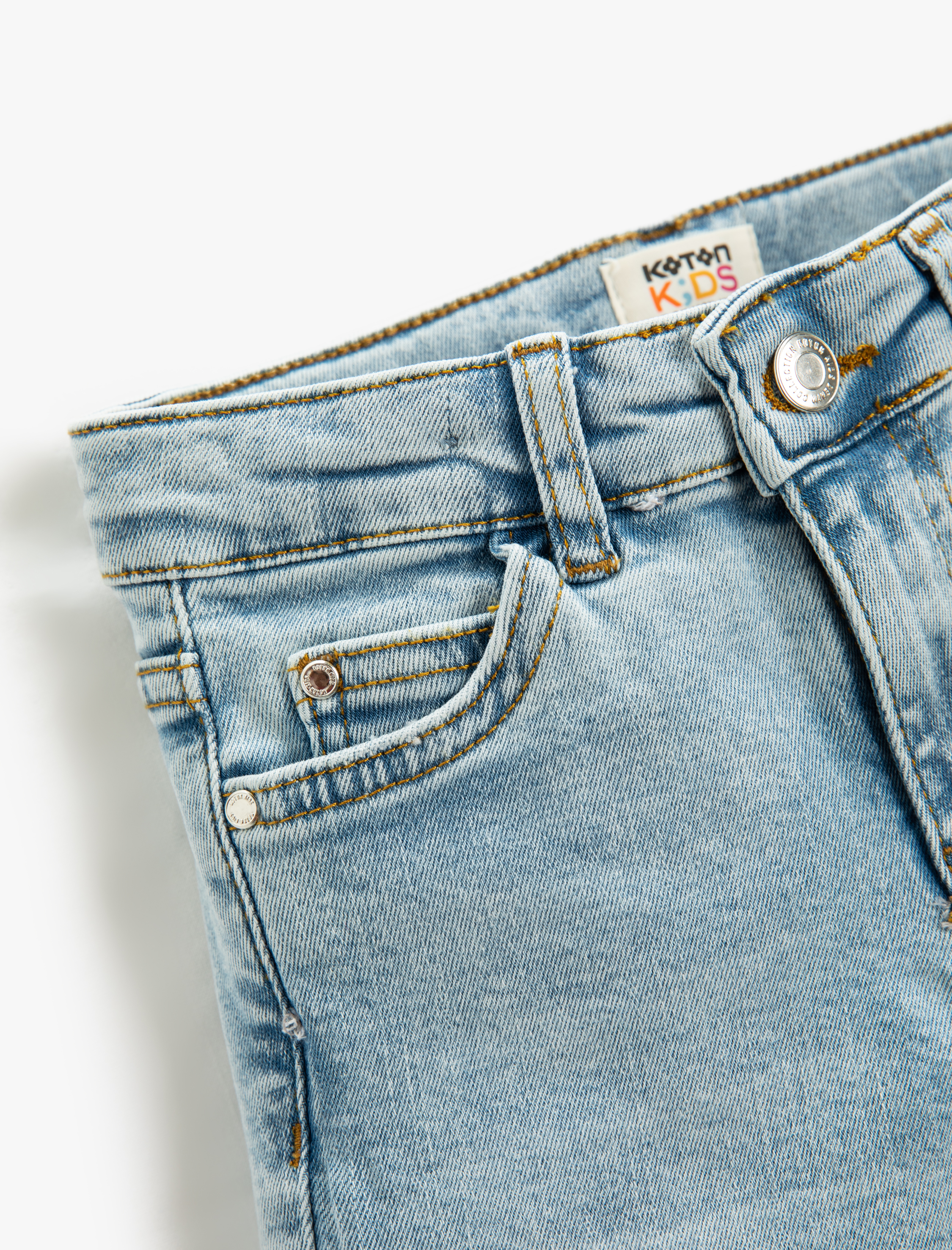  Erkek Çocuk Kot Pantolon Düz Paça Normal Bel Pamuklu - Straight Jean  Beli Ayarlanabilir Lastikli