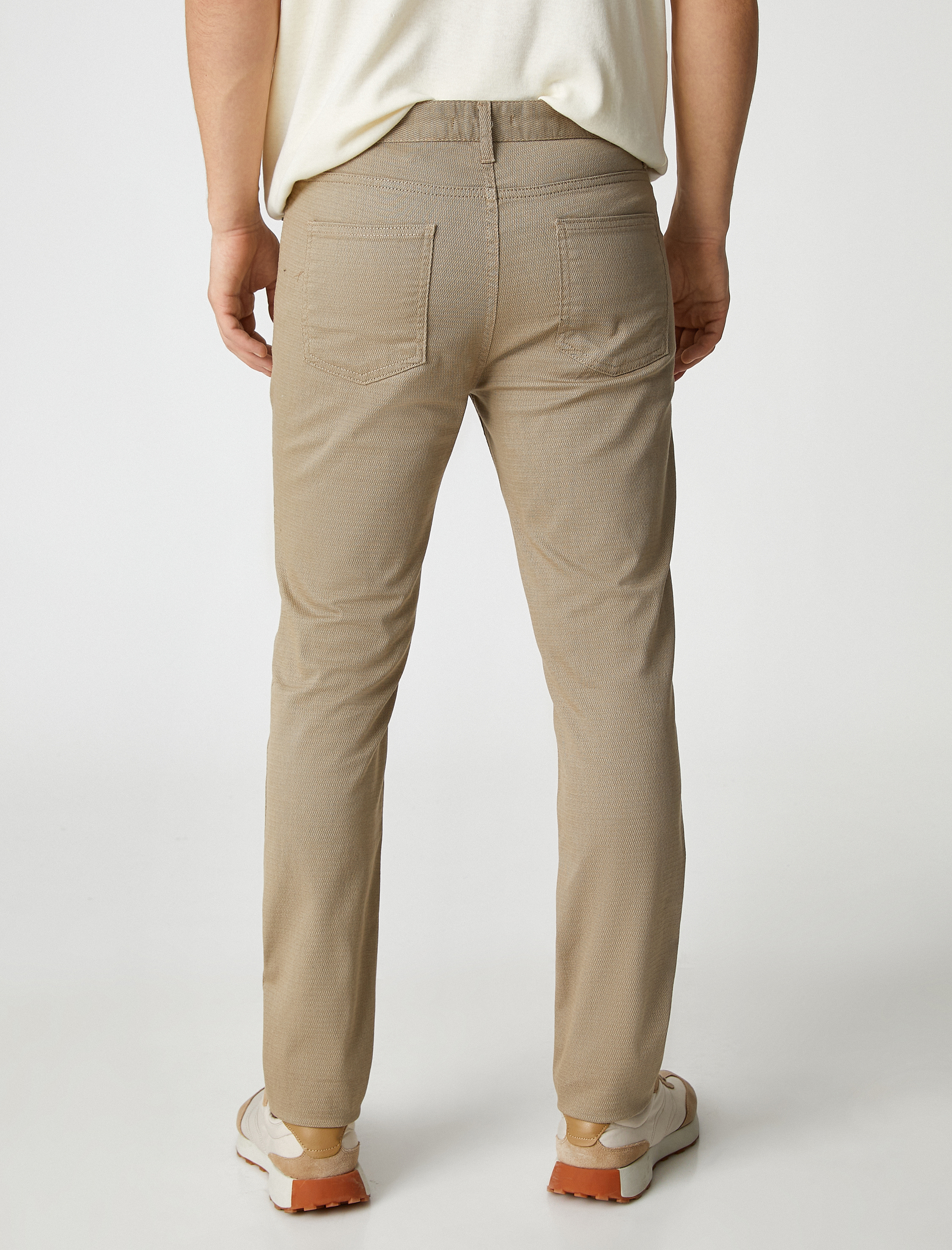   Dar Kesim Pantolon 5 Cepli Düğmeli Dokulu