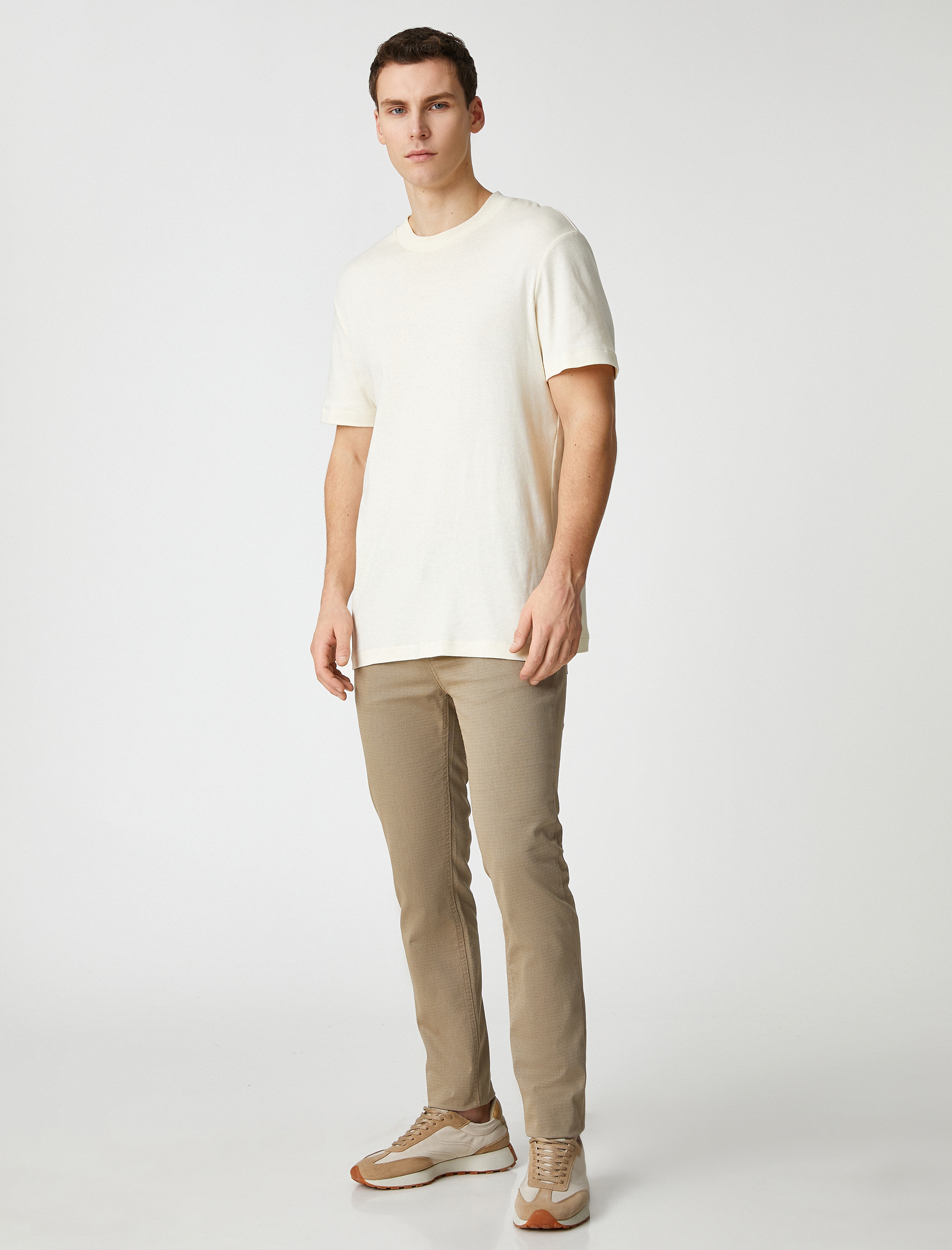   Dar Kesim Pantolon 5 Cepli Düğmeli Dokulu