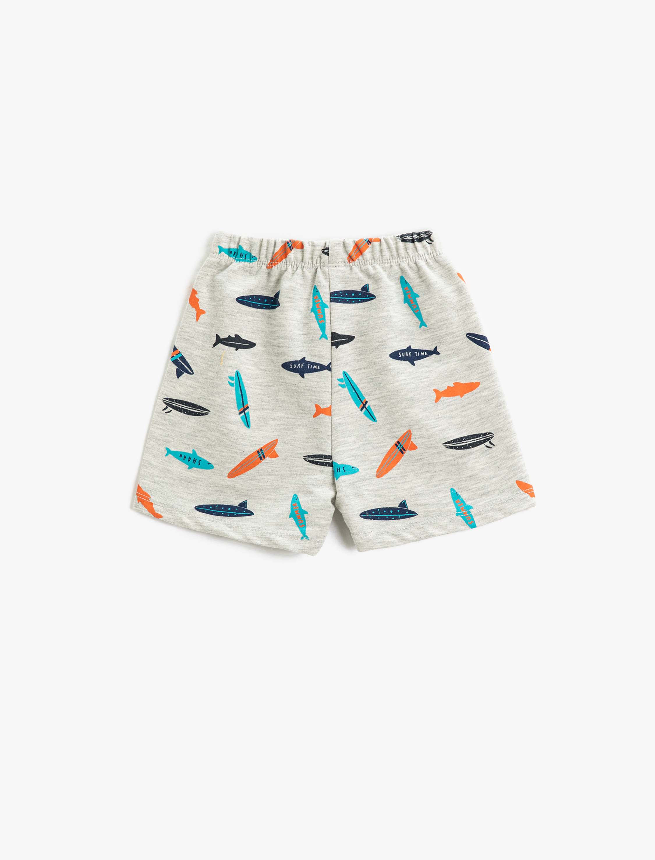  Erkek Bebek Balık Baskılı Şort Beli Bağlamalı