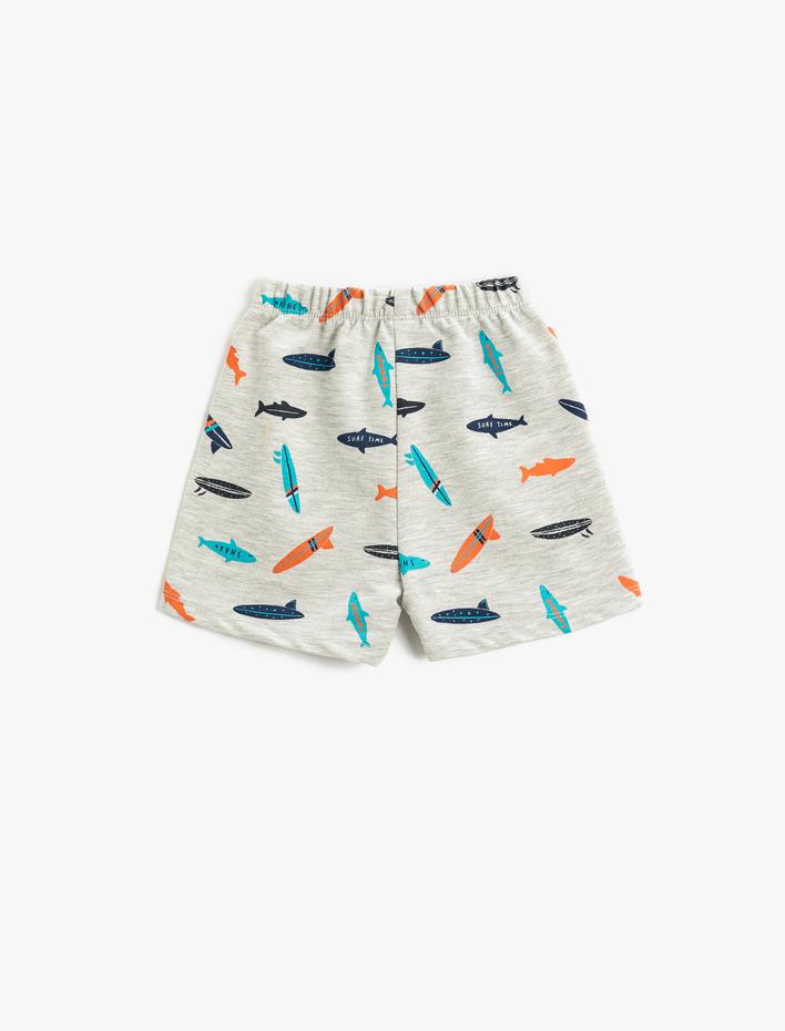 Erkek Bebek Balık Baskılı Şort Beli Bağlamalı