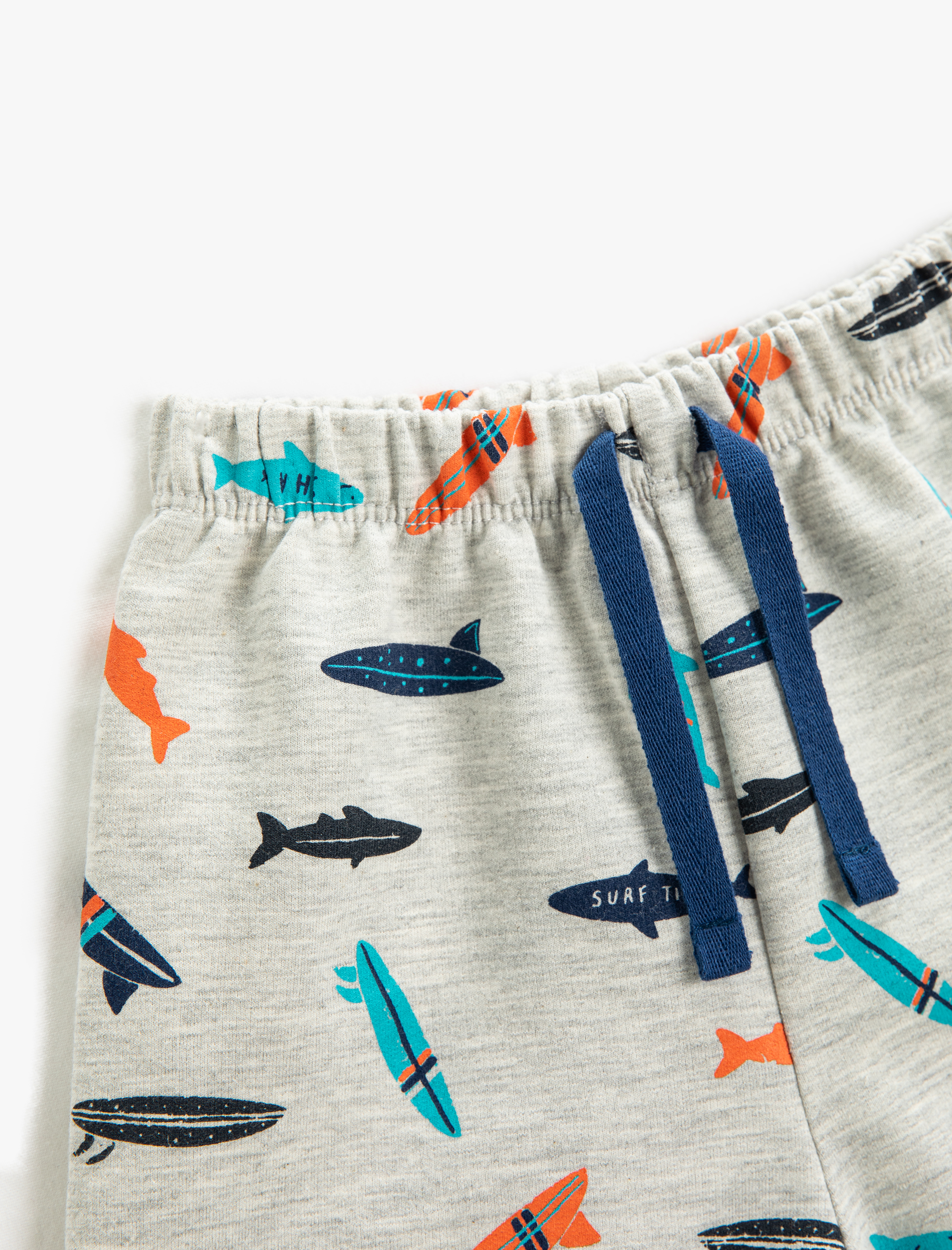  Erkek Bebek Balık Baskılı Şort Beli Bağlamalı