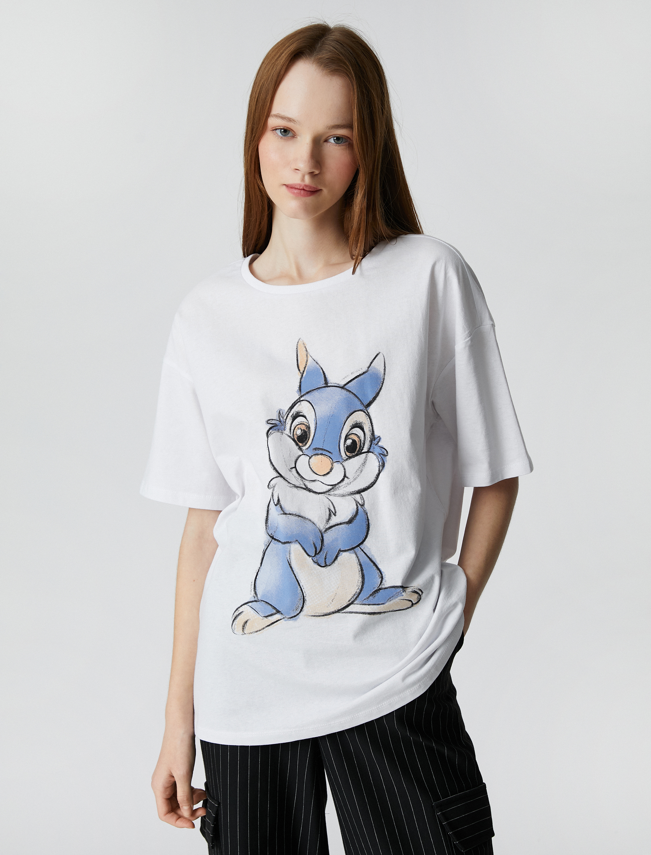   Bambi Tişört Oversize Lisanslı Bisiklet Yaka Kısa Kollu