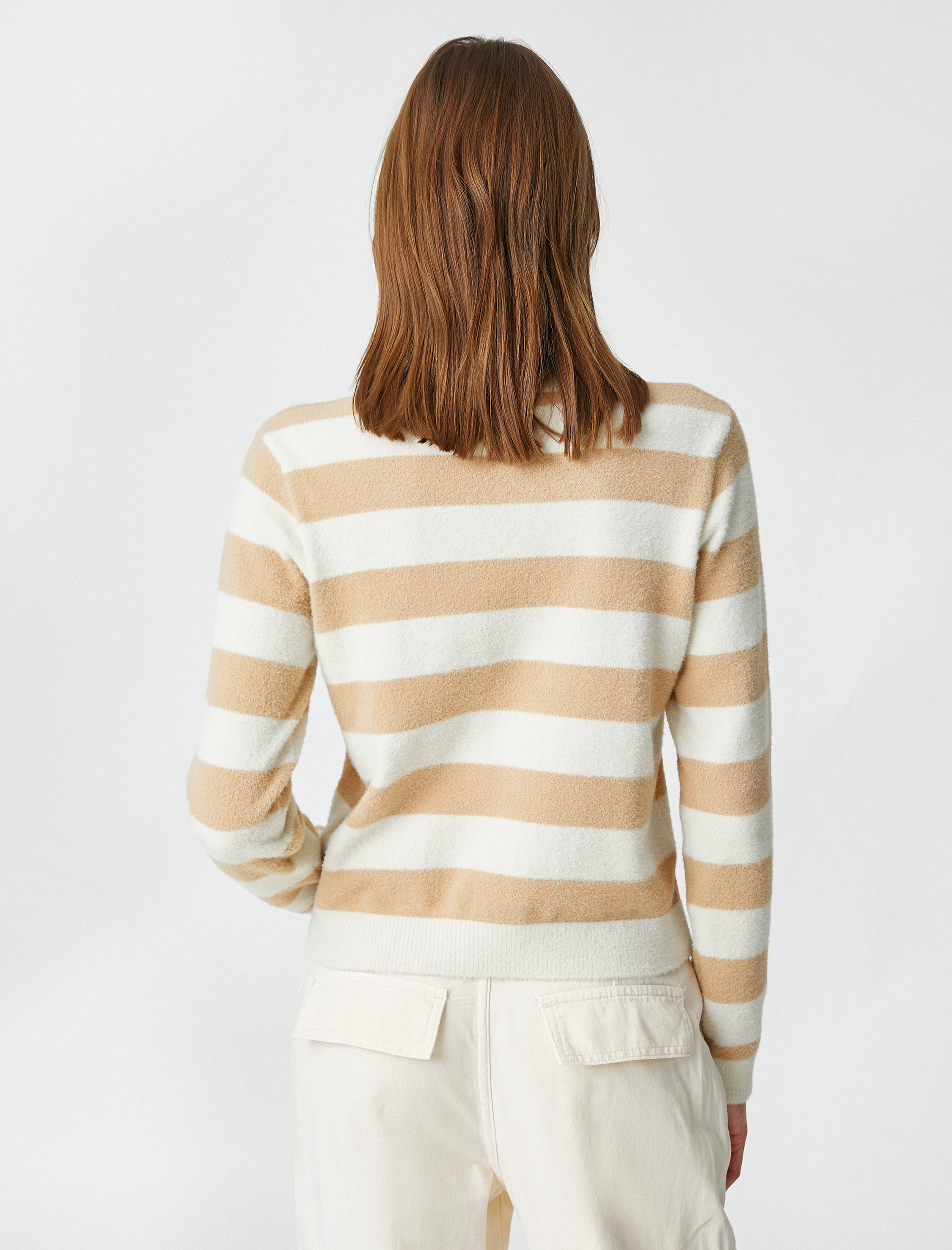   Yumuşak Dokulu Triko Kazak Bisiklet Yaka Uzun Kollu