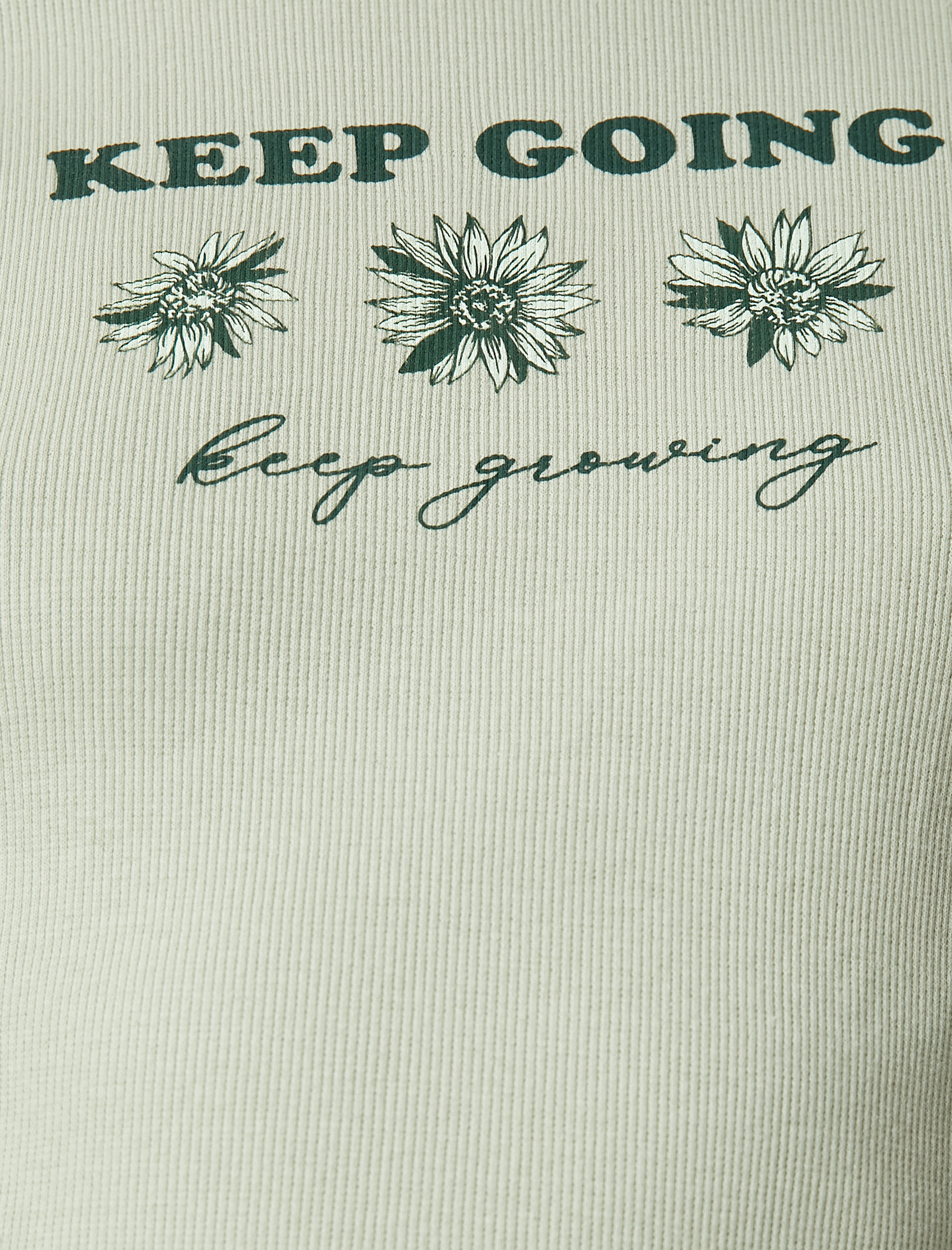   Crop Tişört Baskılı Bisiklet Yaka Kısa Kollu