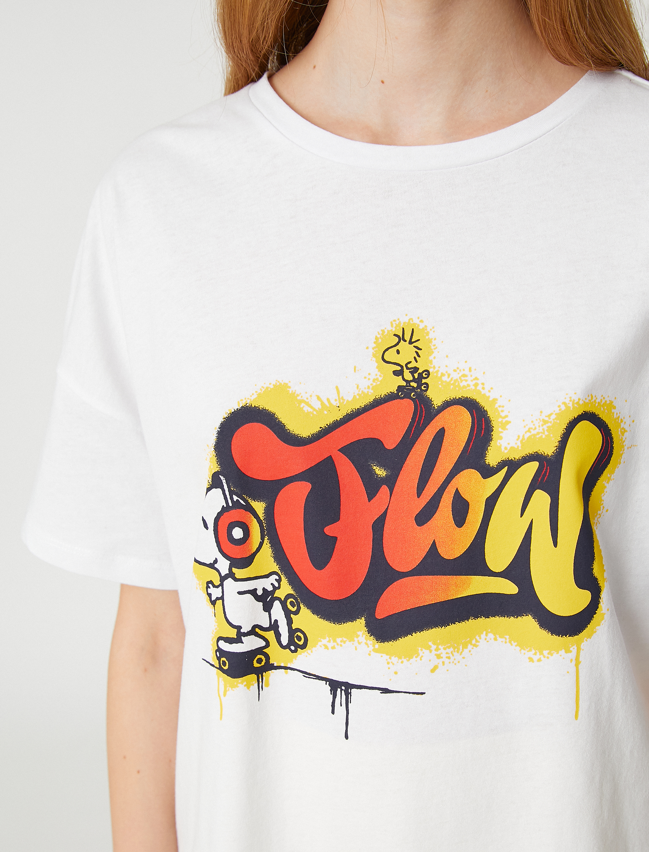   Snoopy Tişört Lisanslı Bisiklet Yaka Pamuklu Kısa Kollu