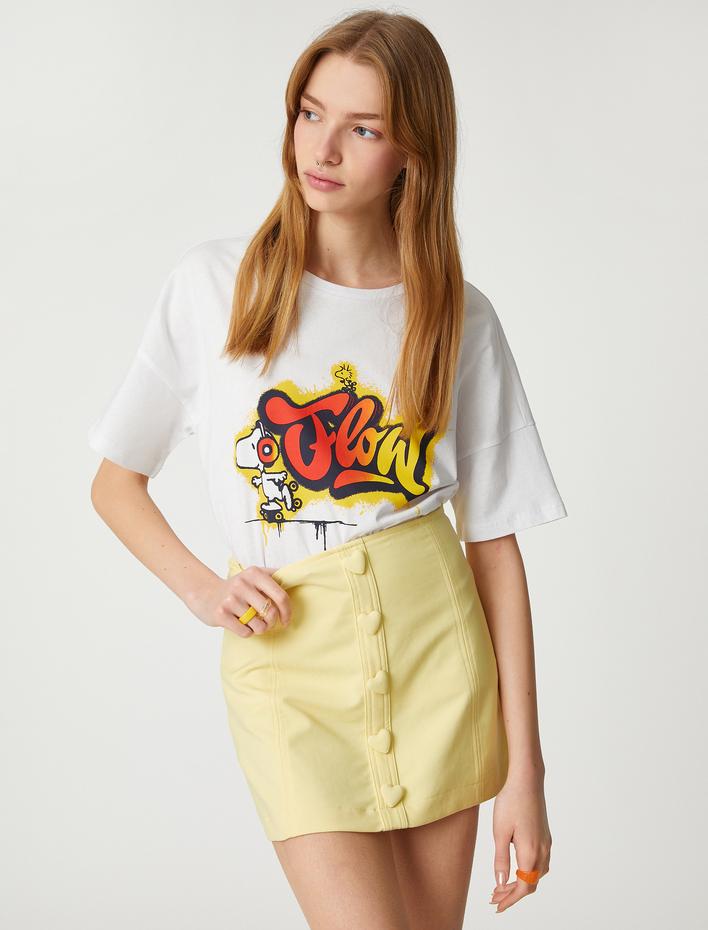  Snoopy Tişört Lisanslı Bisiklet Yaka Pamuklu Kısa Kollu