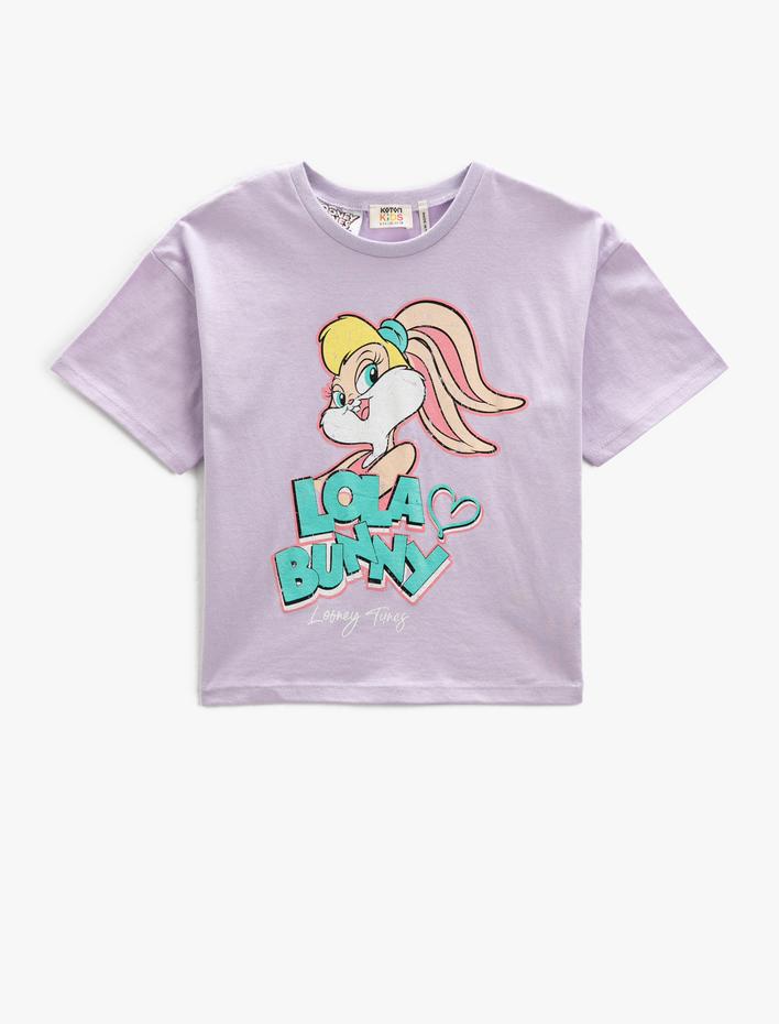 Kız Çocuk Lola Bunny Tişört Lisanslı Oversize Kısa Kollu Pamuklu