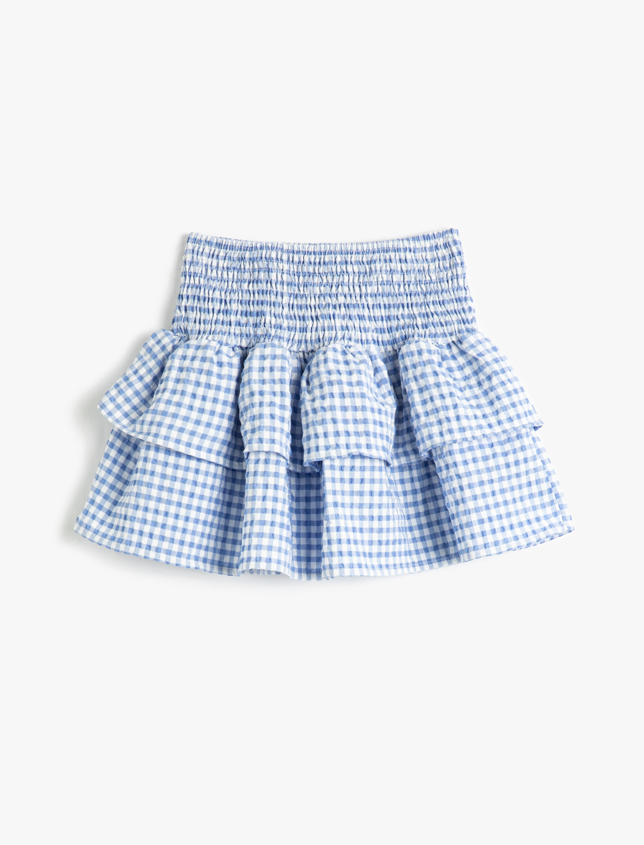  Kız Çocuk Mini Etek Katlı Gipe Detaylı Kareli