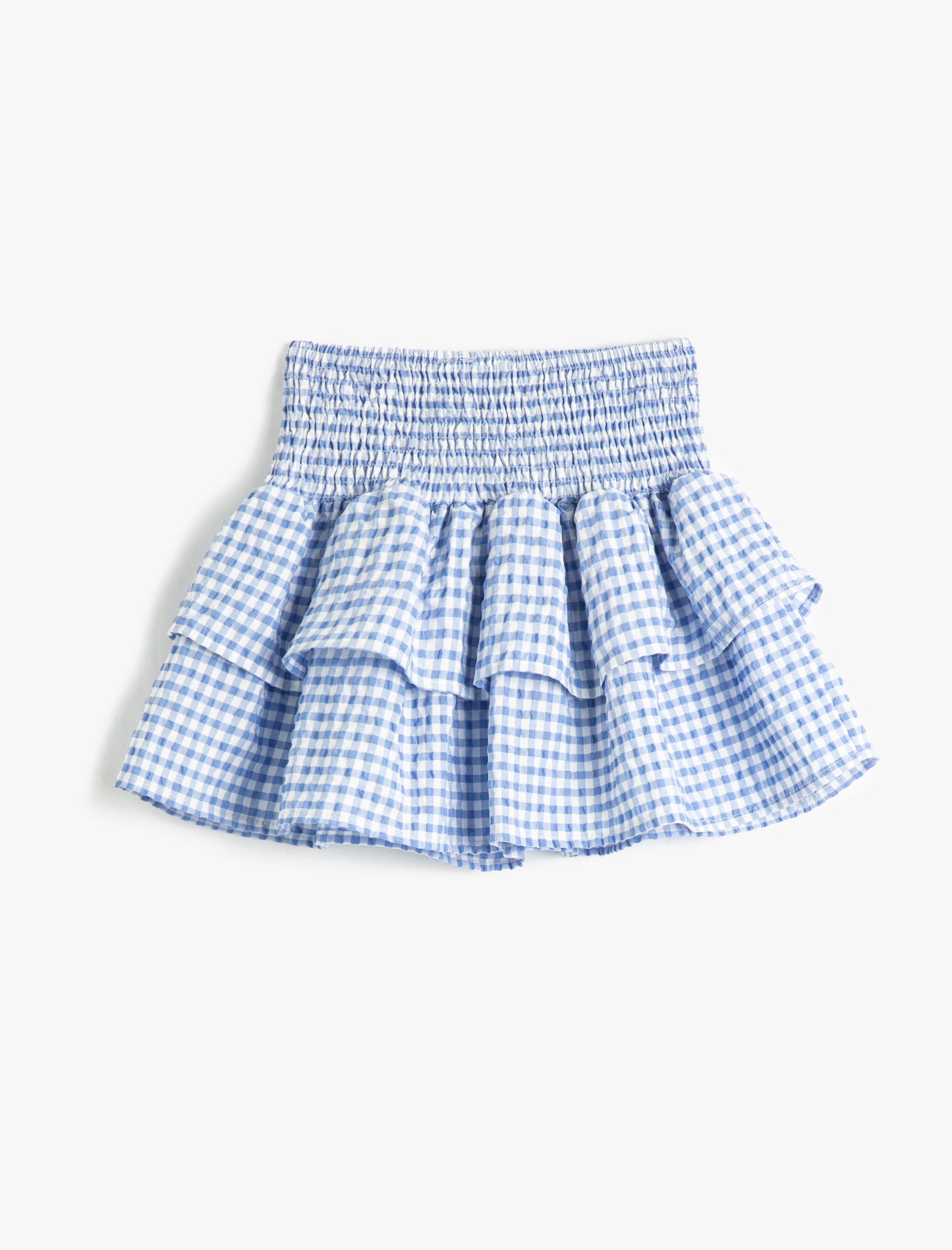  Kız Çocuk Mini Etek Katlı Gipe Detaylı Kareli