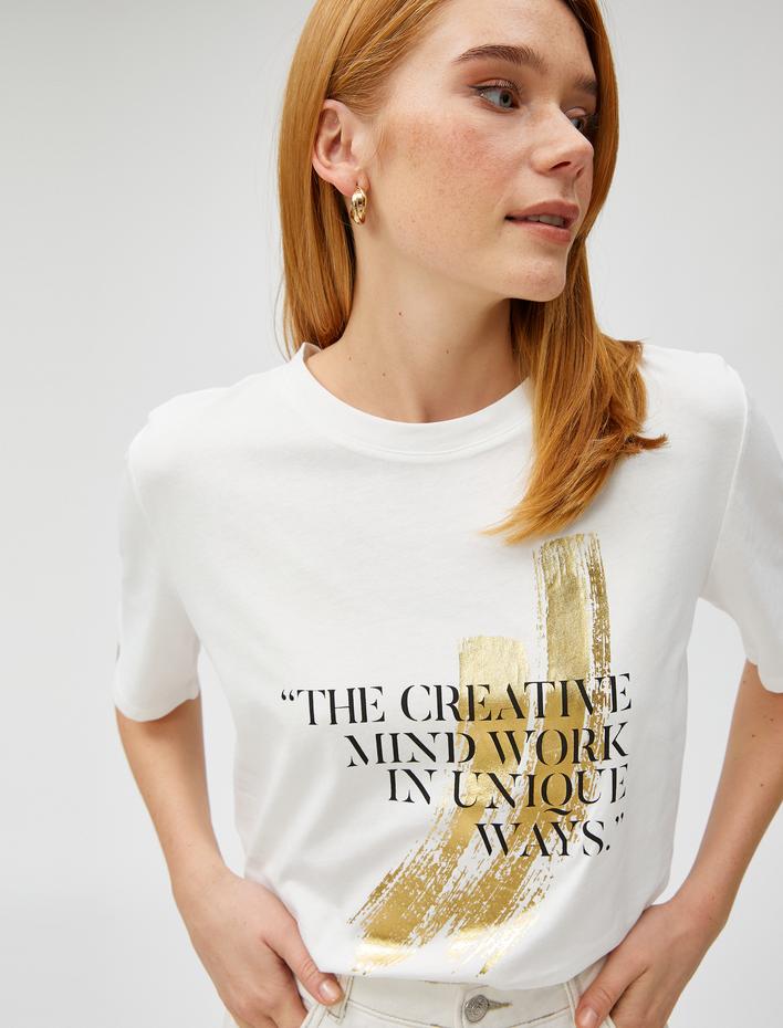  Parlak Baskılı Tişört Pamuklu