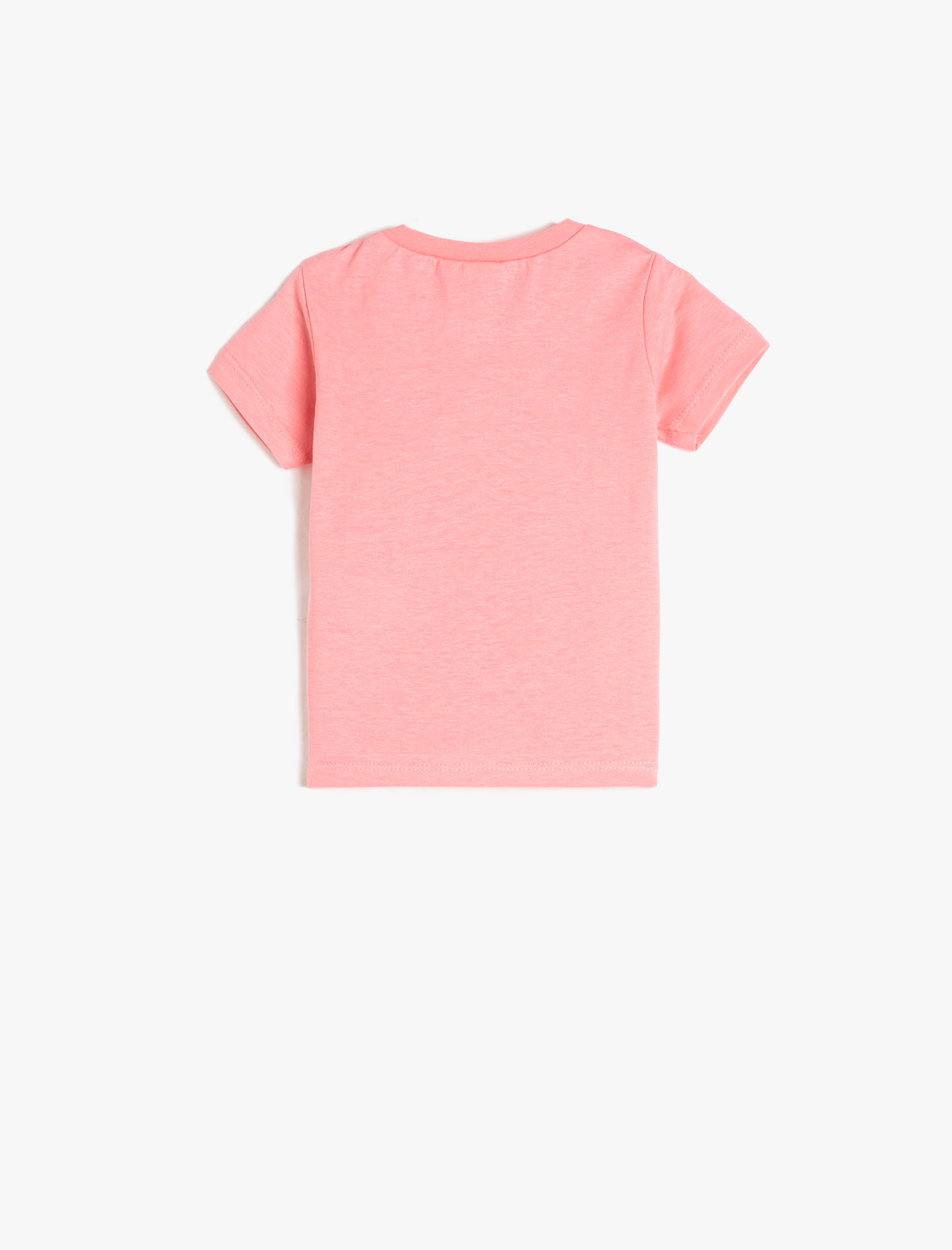 Kız Bebek Kedi Baskılı Kısa Kollu Tişört Bisiklet Yaka Pamuklu