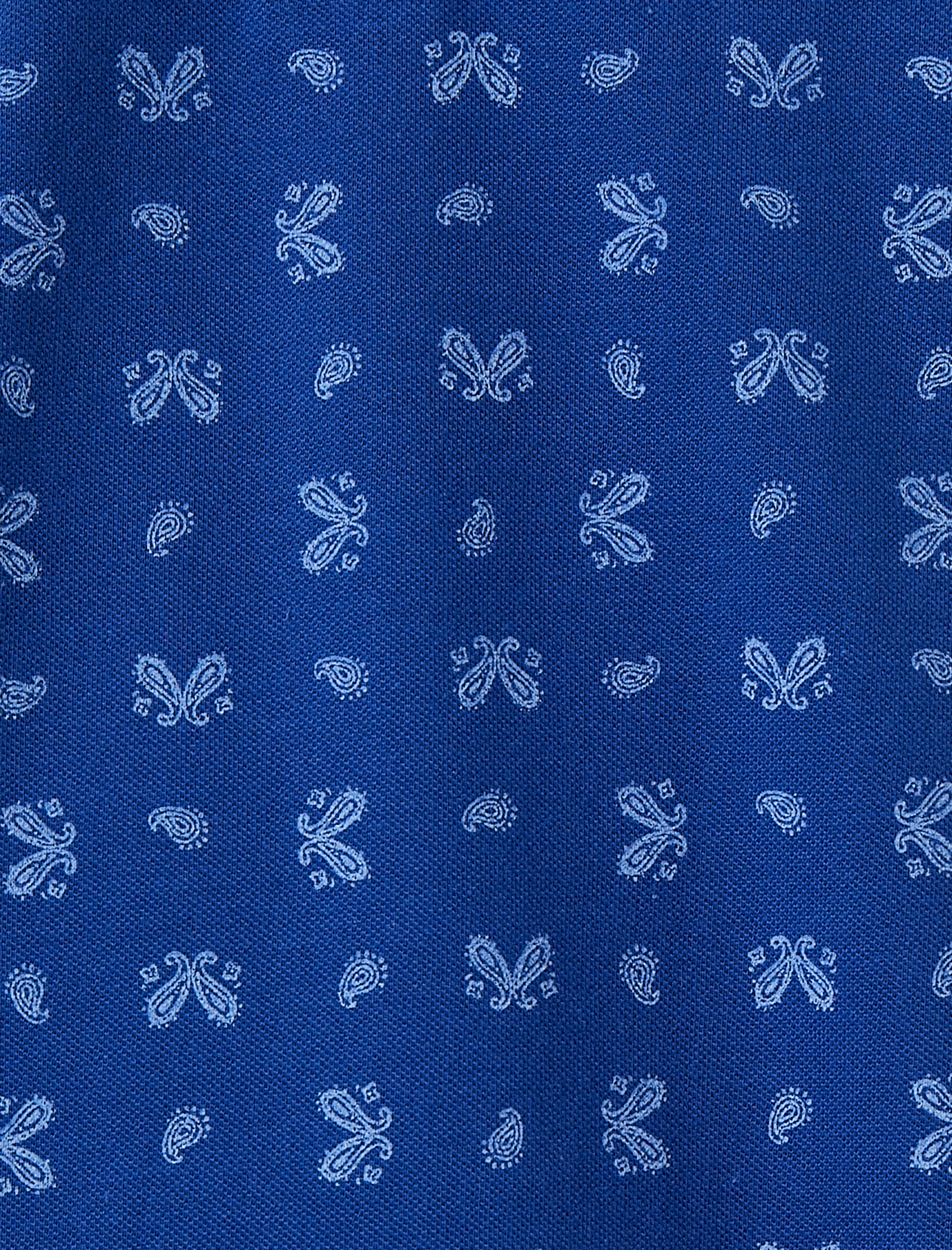   Polo Yaka Tişört Düğmeli Dar Kesim Şal Baskı Detaylı Pamuklu