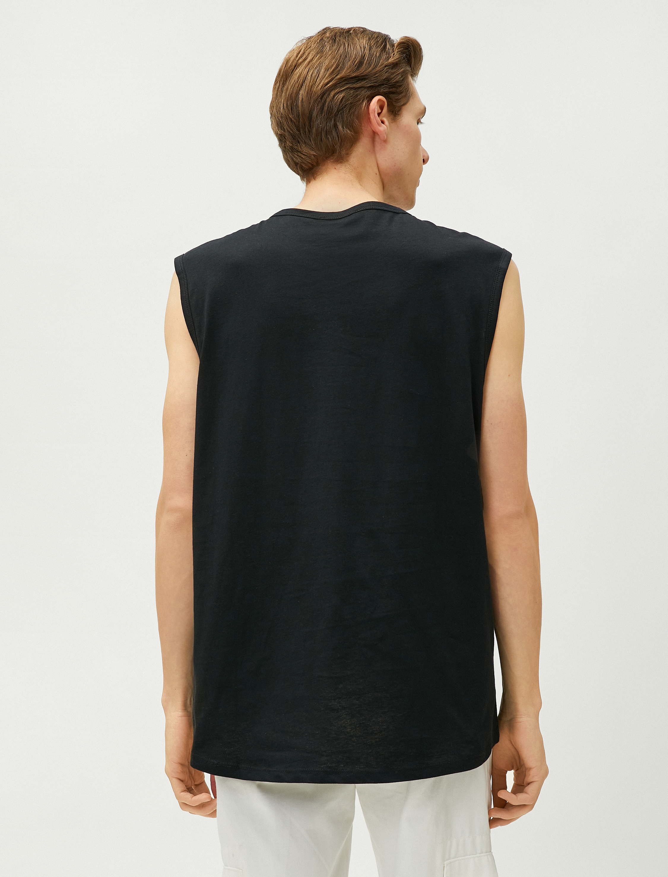   Slogan Baskılı Kolsuz Tişört Bisiklet Yaka