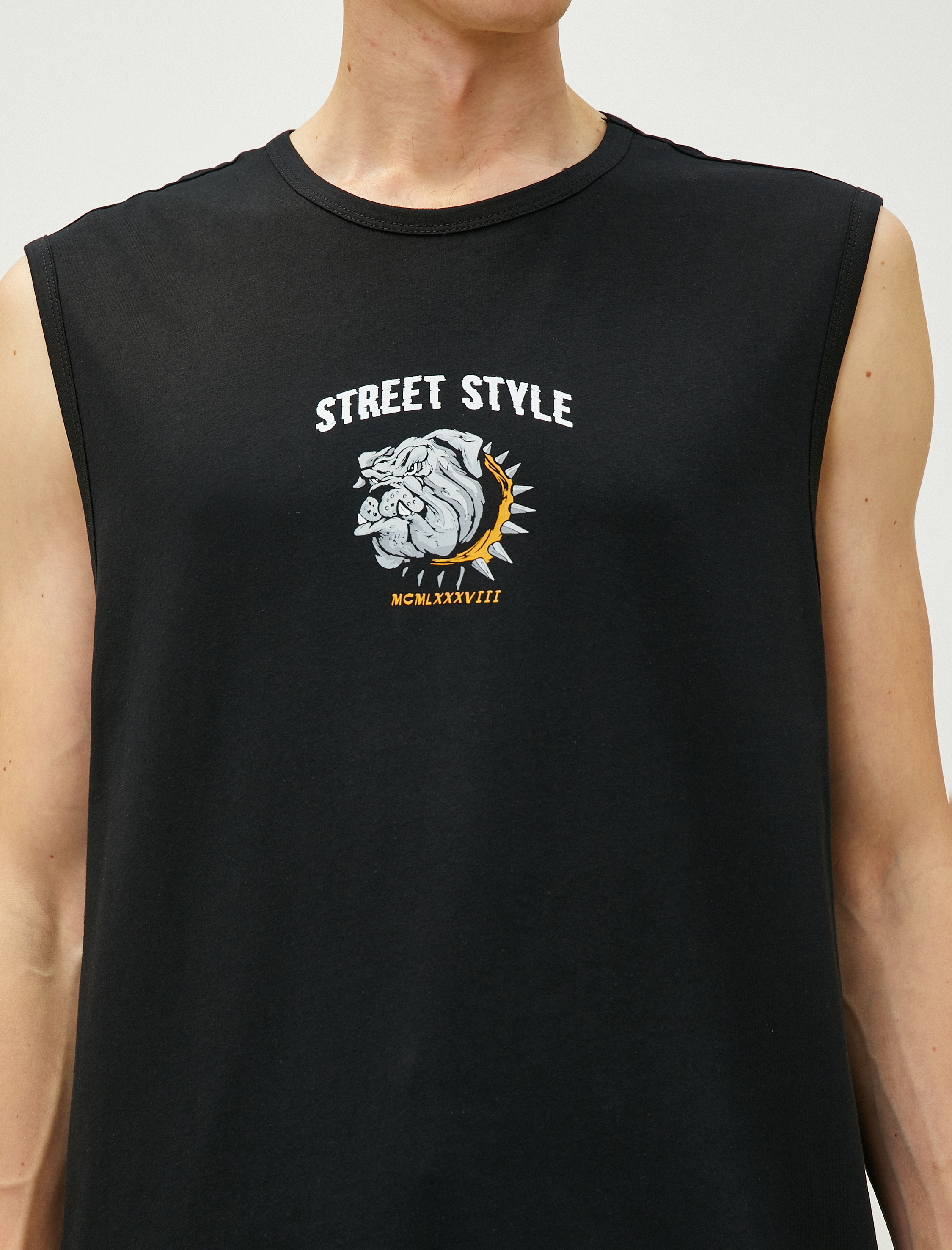   Slogan Baskılı Kolsuz Tişört Bisiklet Yaka