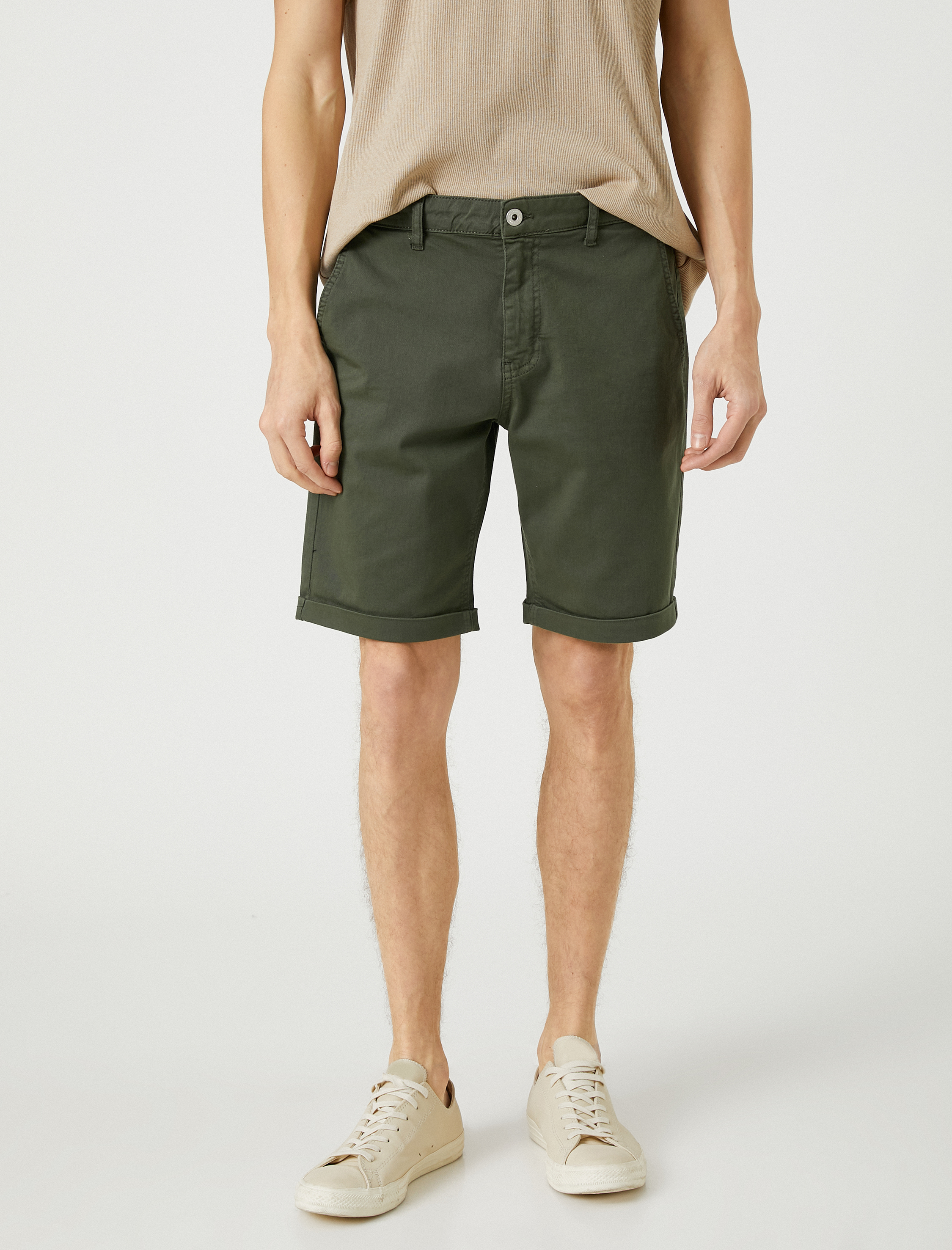   Basic Bermuda Şort Pamuklu Cepli Düğmeli