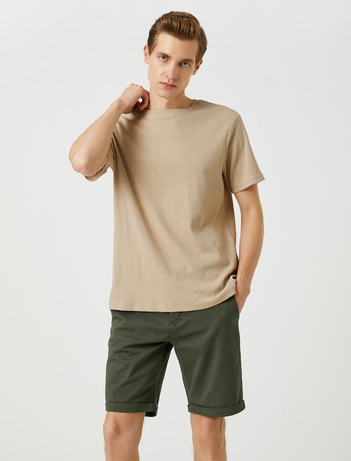  Basic Bermuda Şort Pamuklu Cepli Düğmeli