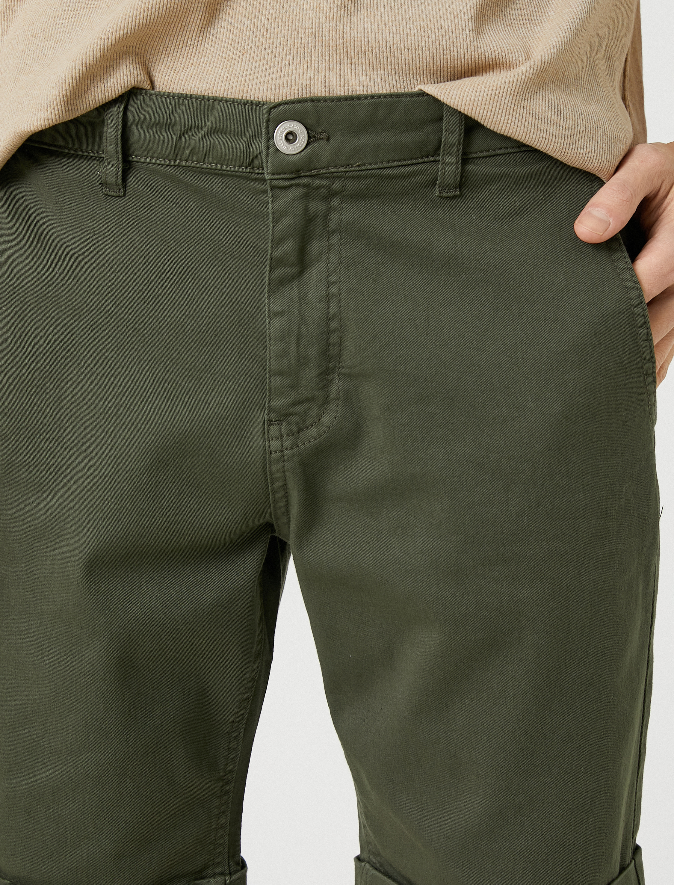   Basic Bermuda Şort Pamuklu Cepli Düğmeli