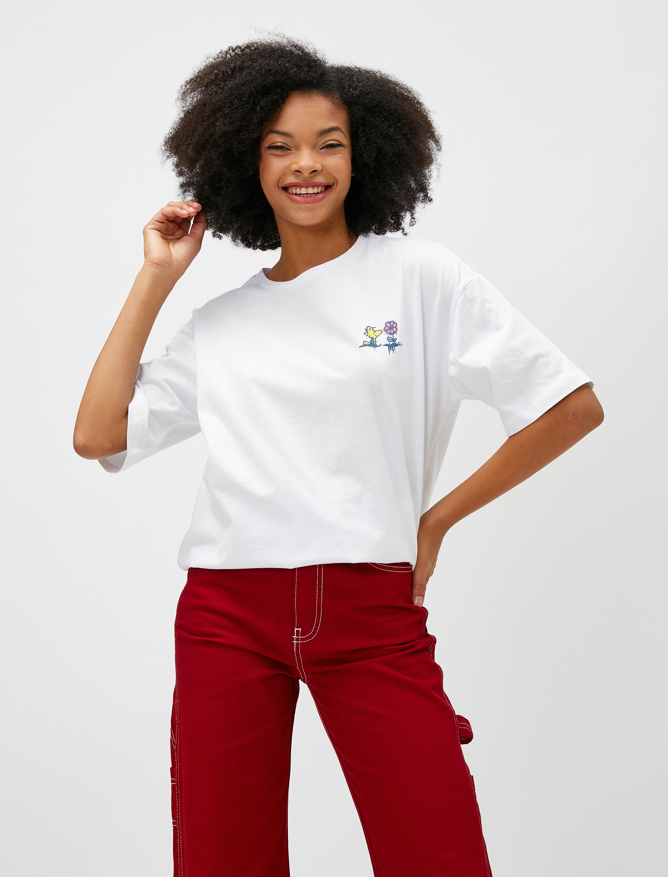   Oversize Snoopy Tişört Kısa Kollu Bisiklet Yaka Lisanslı