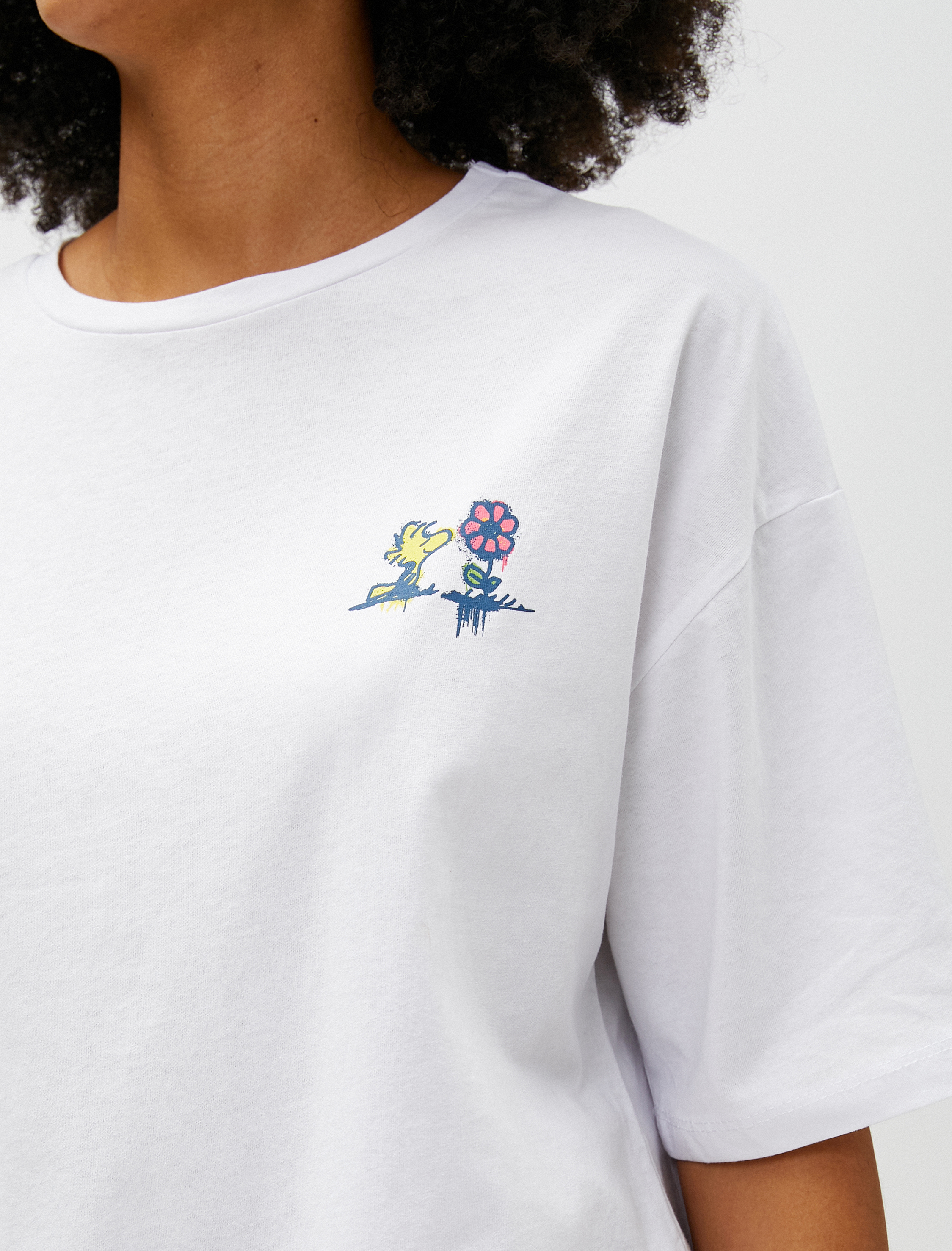   Oversize Snoopy Tişört Kısa Kollu Bisiklet Yaka Lisanslı