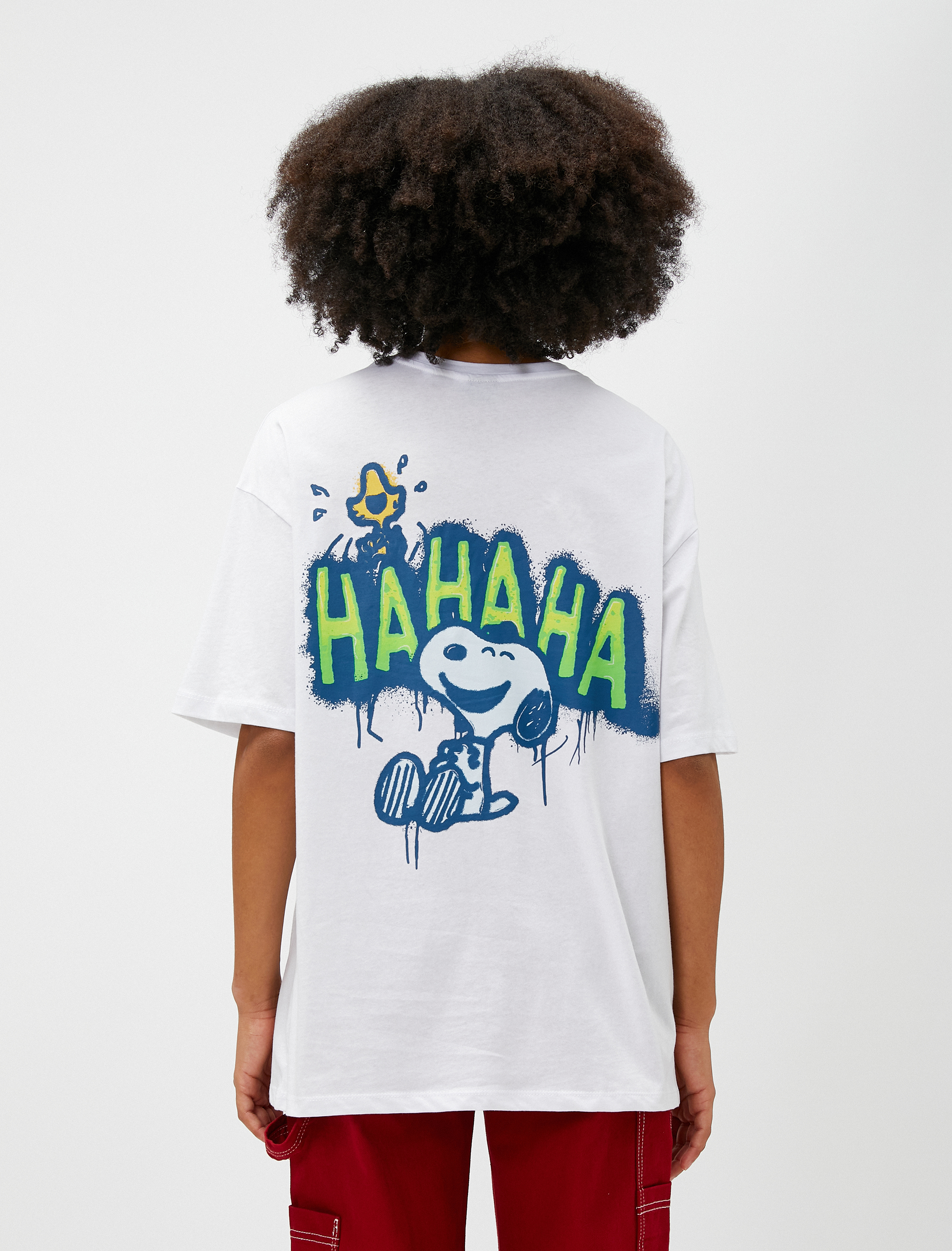   Oversize Snoopy Tişört Kısa Kollu Bisiklet Yaka Lisanslı