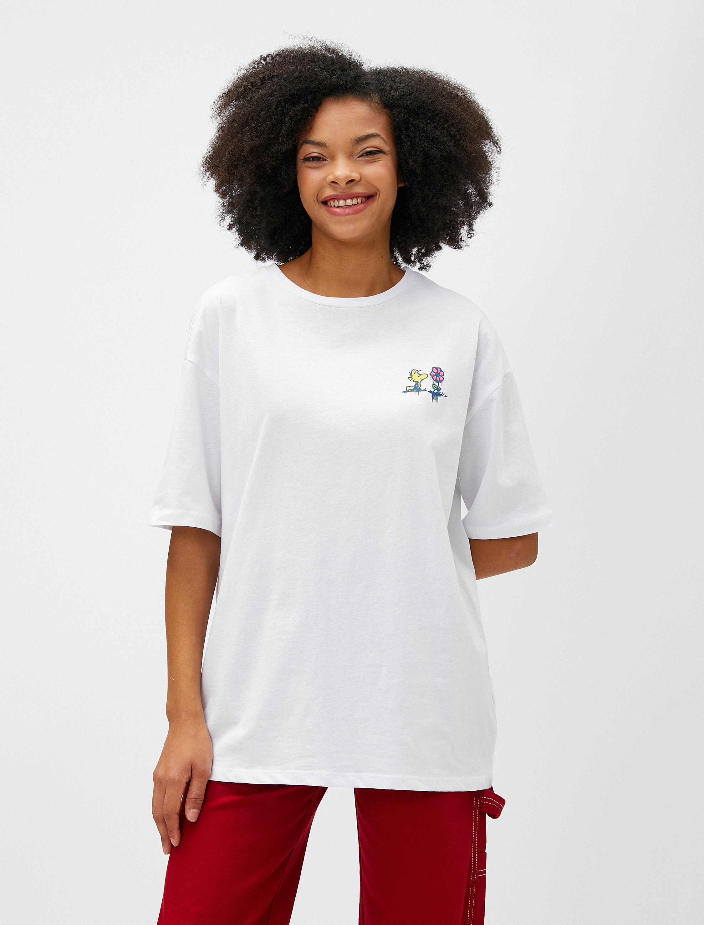   Oversize Snoopy Tişört Kısa Kollu Bisiklet Yaka Lisanslı