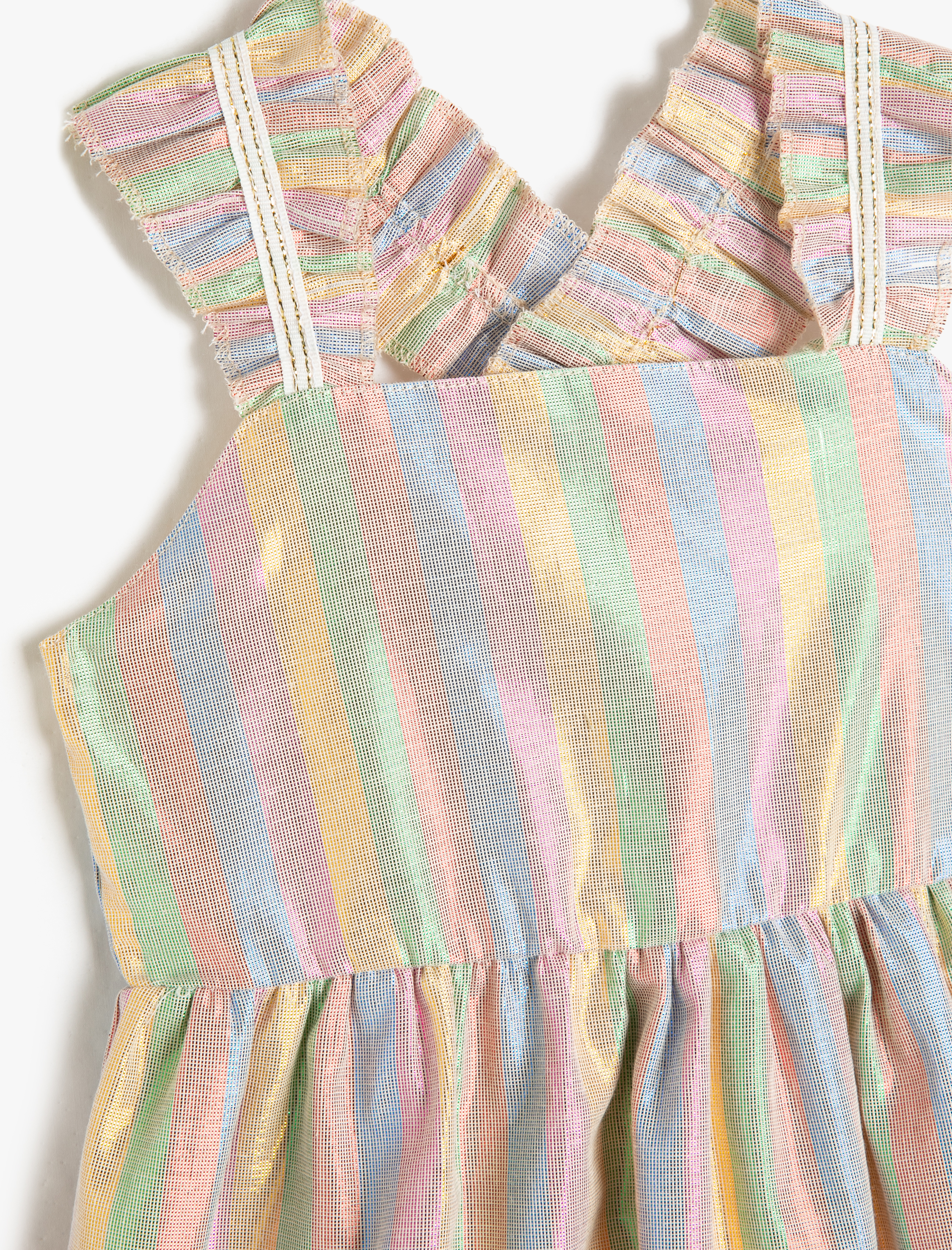  Kız Çocuk Elbise Midi Parıltılı Fırfırlı Askılı Astarlı