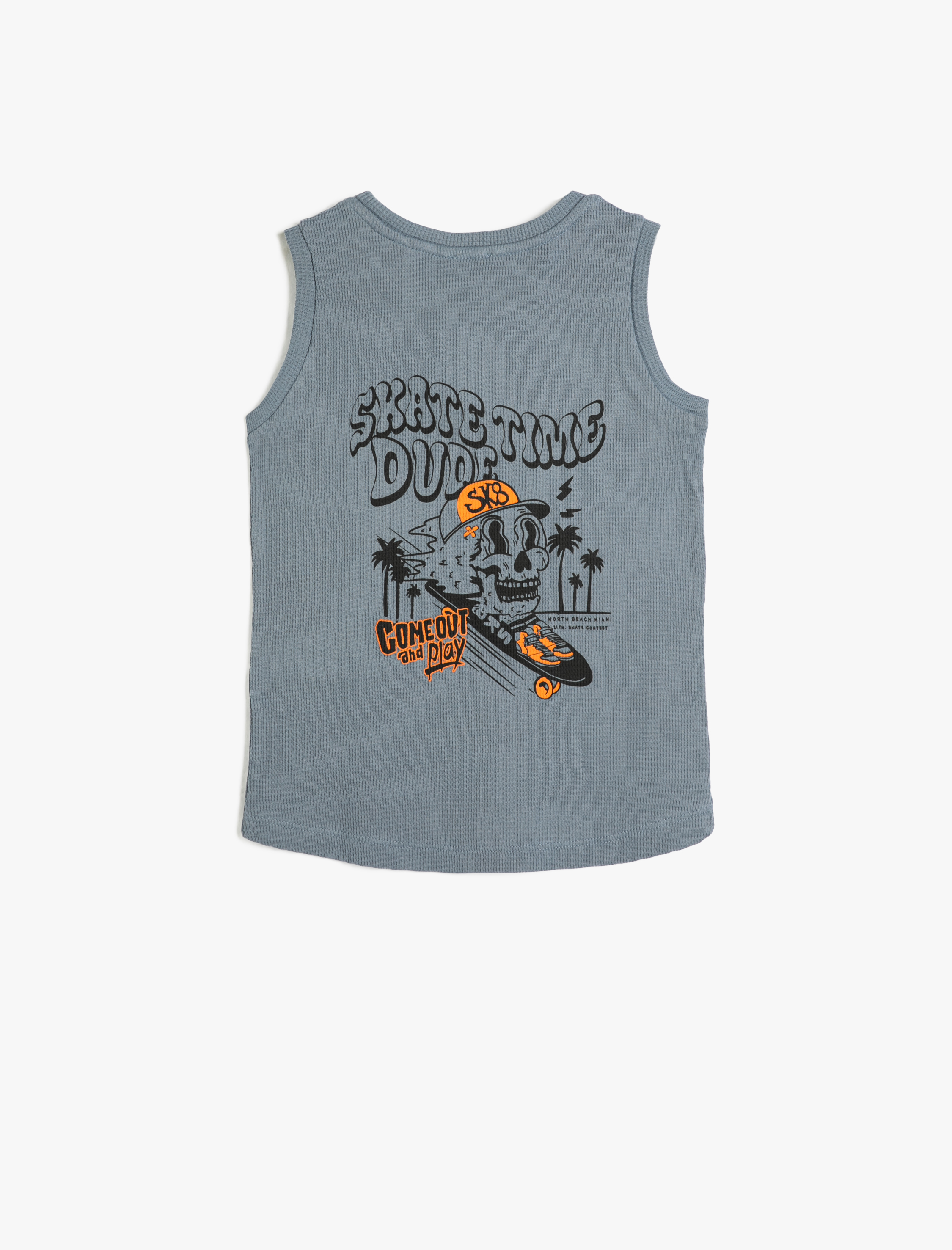  Erkek Çocuk Atlet Kolsuz Baskı Detaylı Dokulu Pamuklu