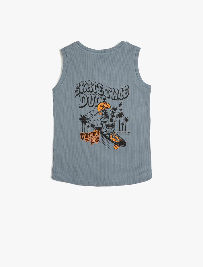 Erkek Çocuk Atlet Kolsuz Baskı Detaylı Dokulu Pamuklu