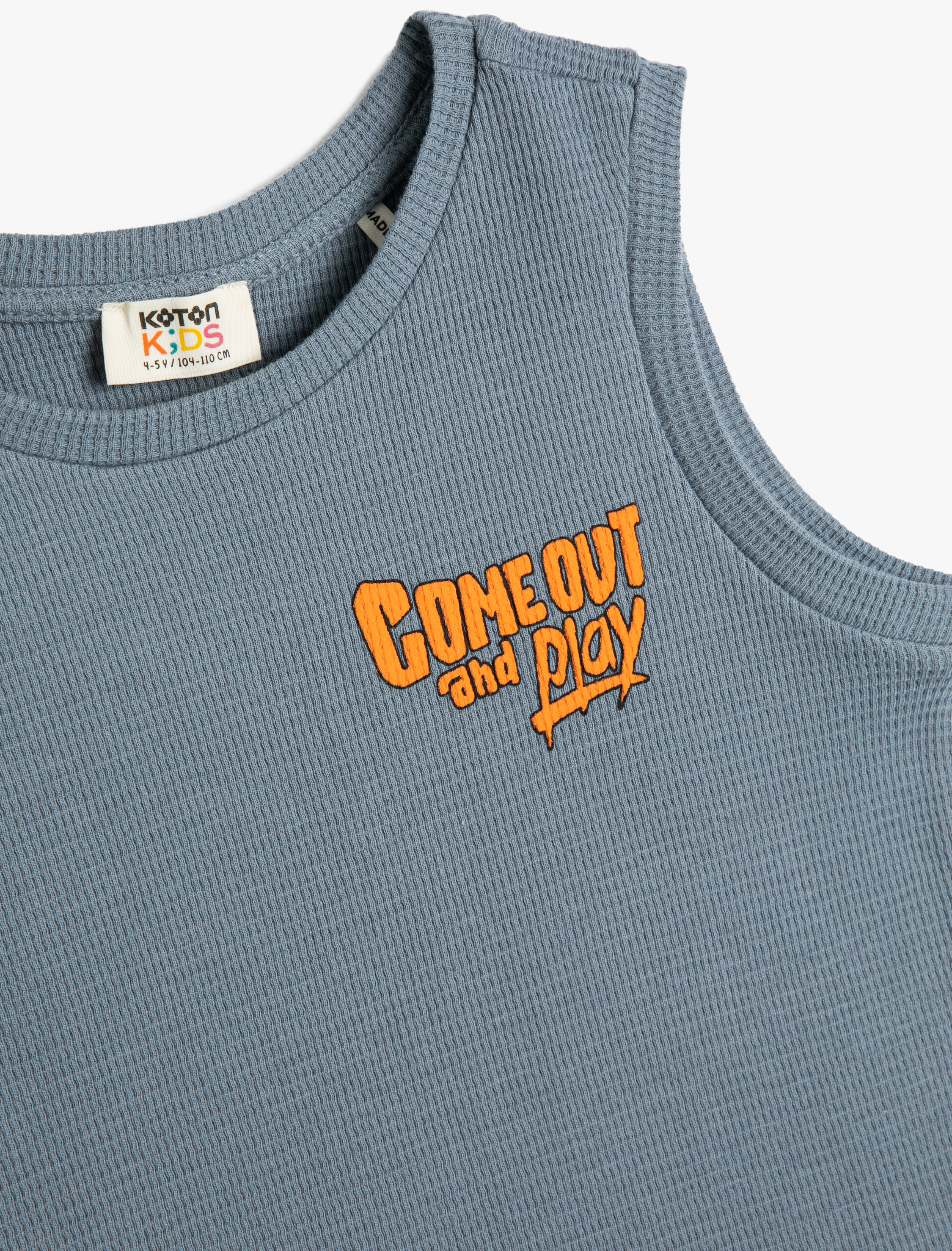  Erkek Çocuk Atlet Kolsuz Baskı Detaylı Dokulu Pamuklu