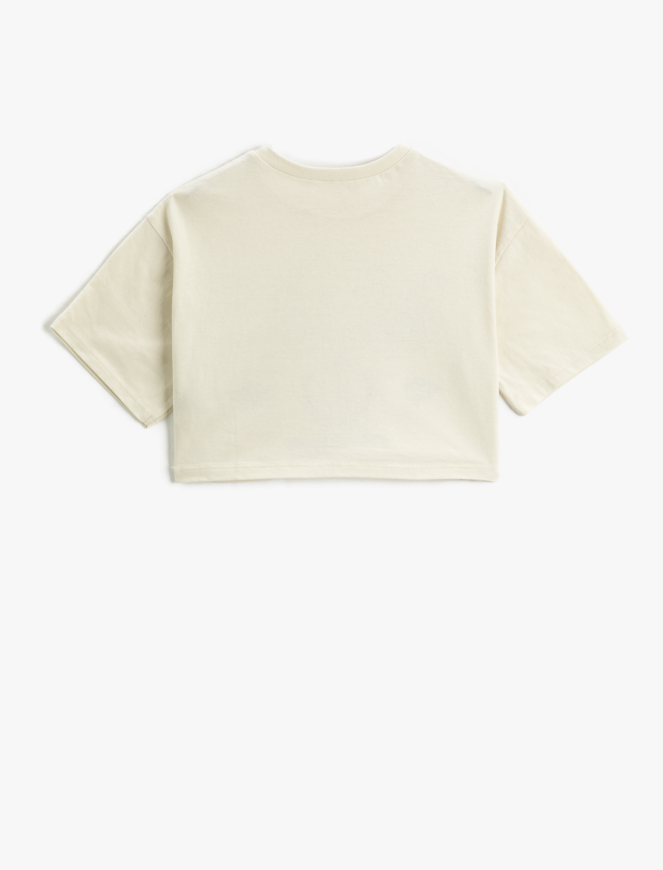  Kız Çocuk Crop Tişört Oversize Kısa Kollu Bisiklet Yaka Pamuklu