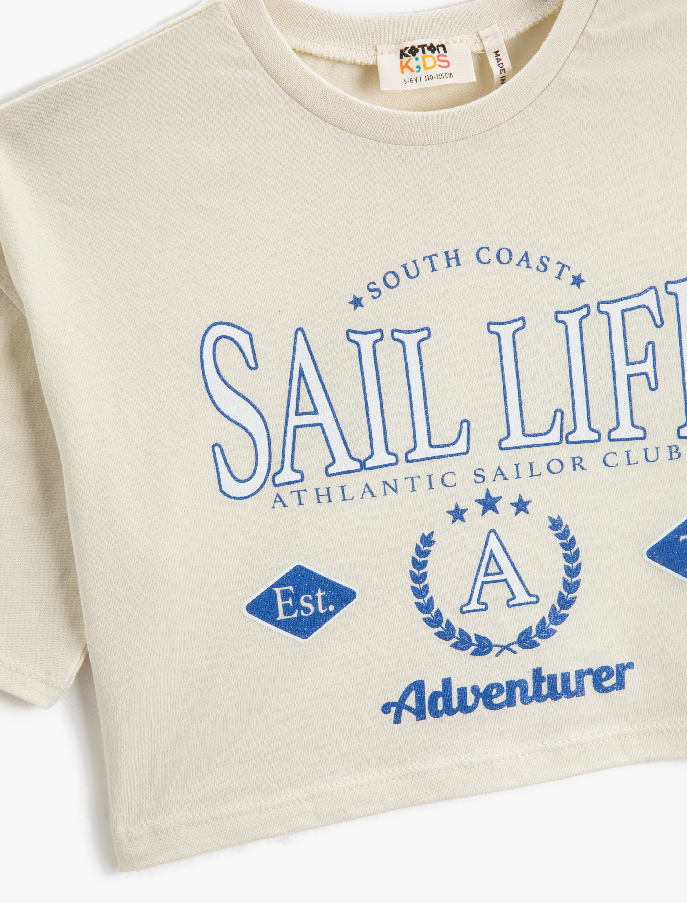  Kız Çocuk Crop Tişört Oversize Kısa Kollu Bisiklet Yaka Pamuklu