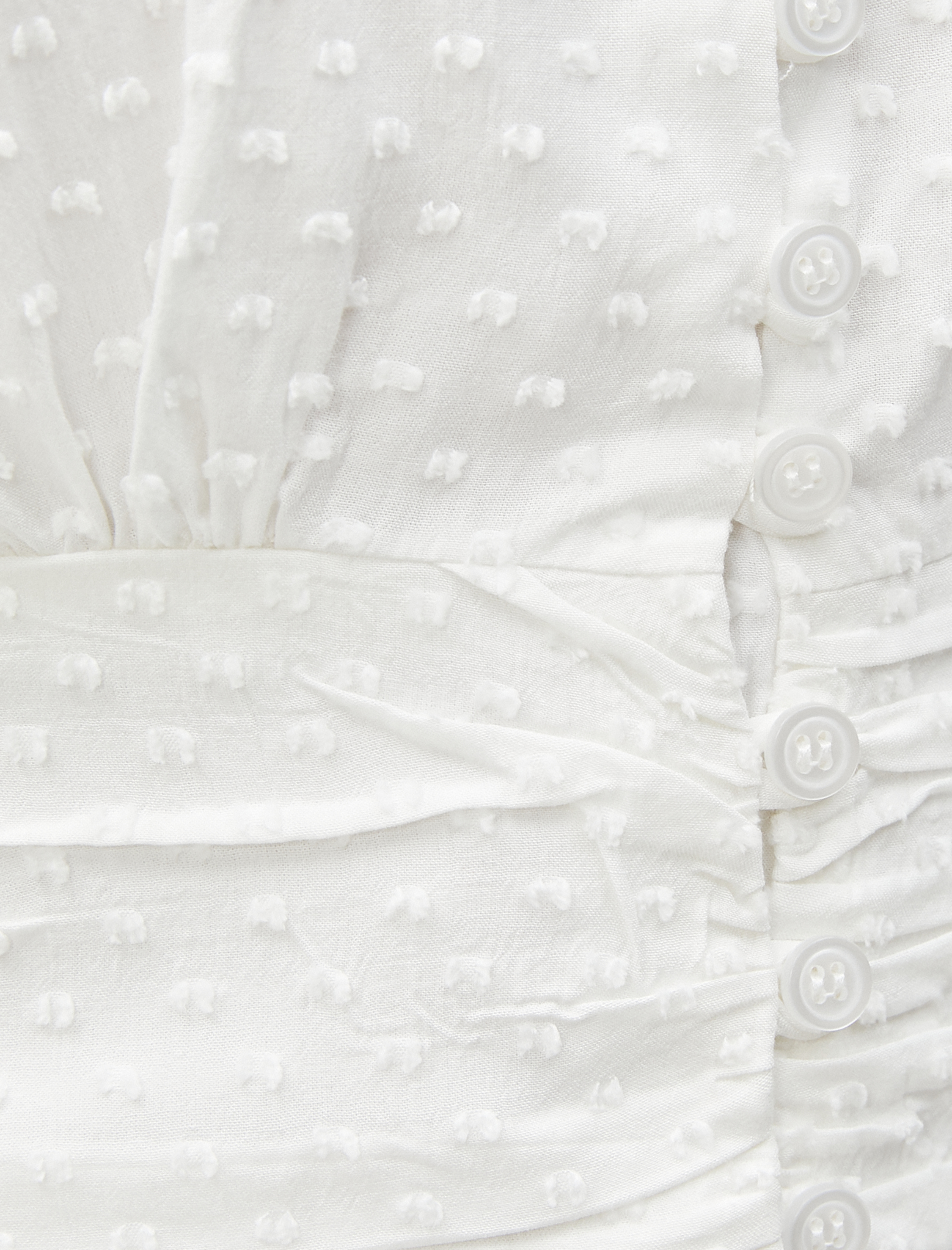   V Yaka Bluz Balon Kollu Fırfırlı Düğmeli Viskon