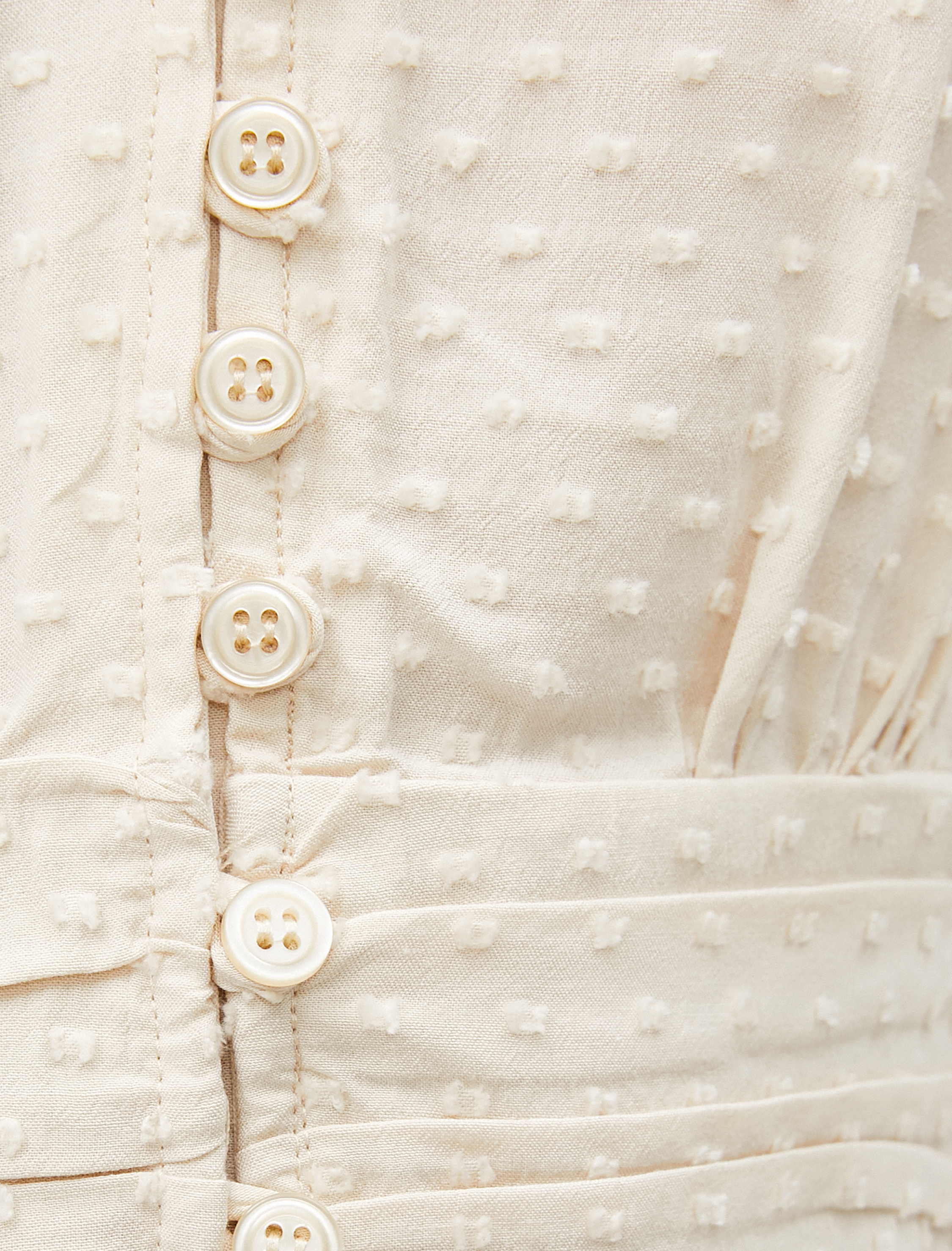   V Yaka Bluz Balon Kollu Fırfırlı Düğmeli Viskon