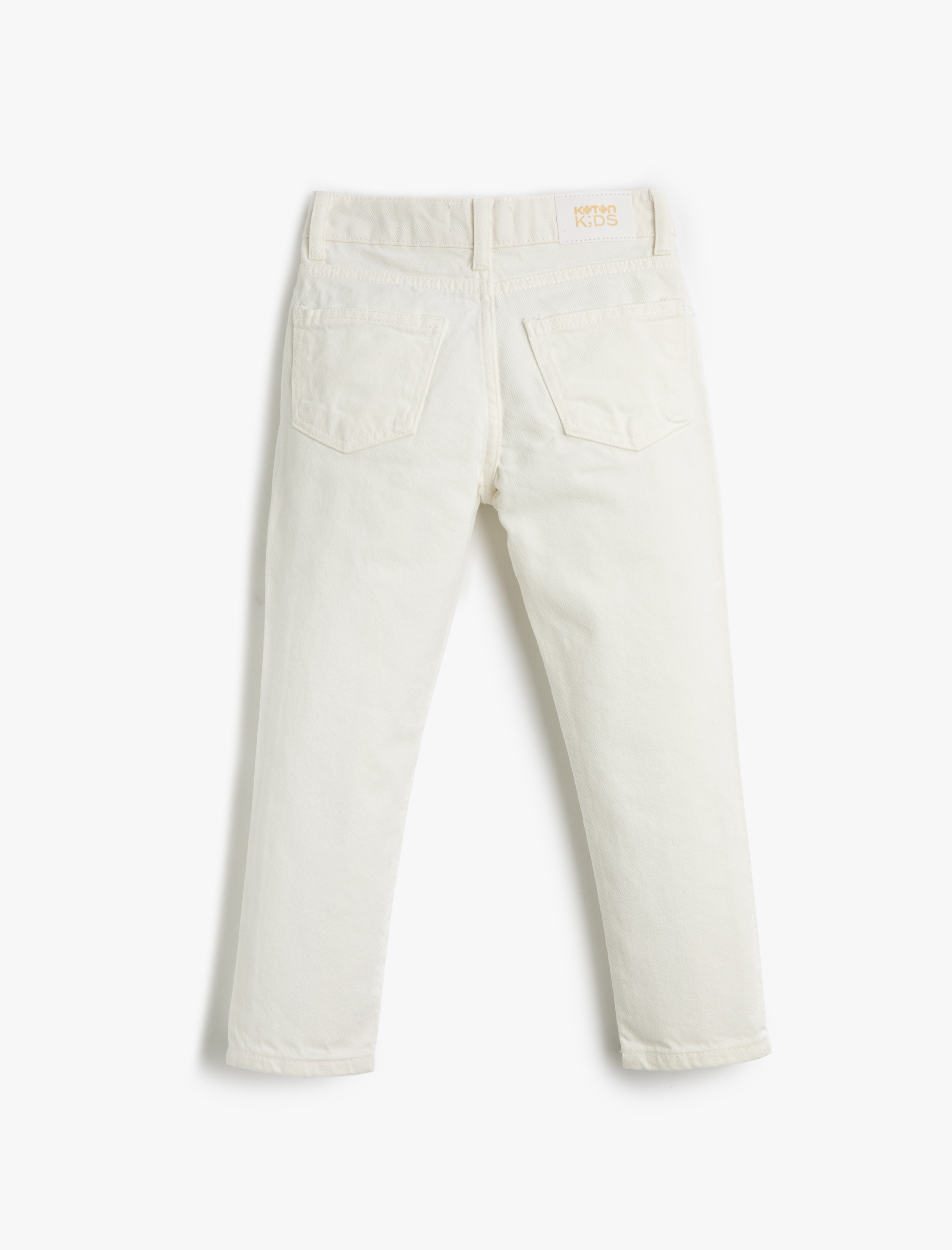  Kız Çocuk Kot Pantolon Rahat Kesim Cepli Pamuklu - Mom Jean Beli Ayarlanabilir Lastikli