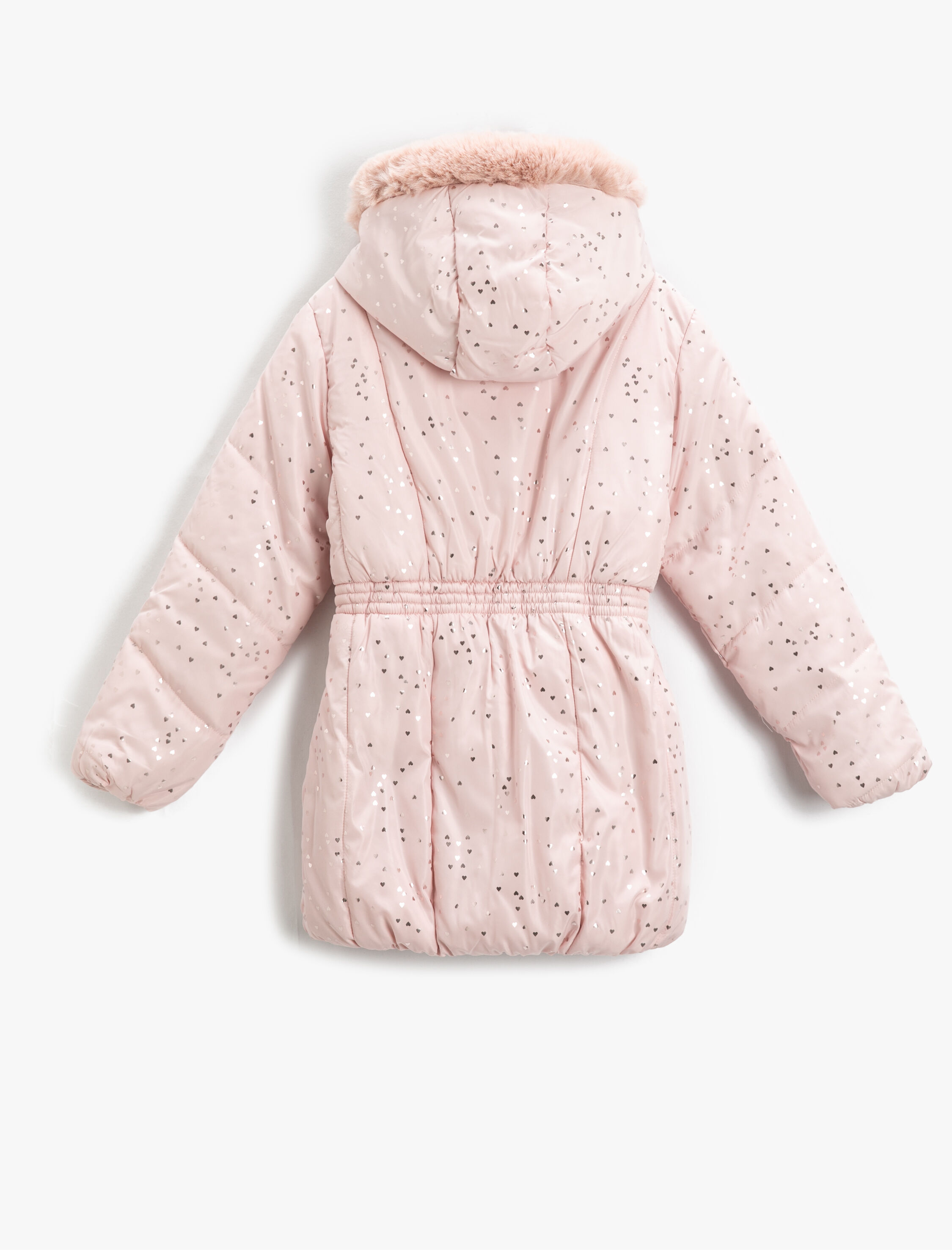  Kız Çocuk Parıltılı Uzun Şişme Mont Peluş Astarlı