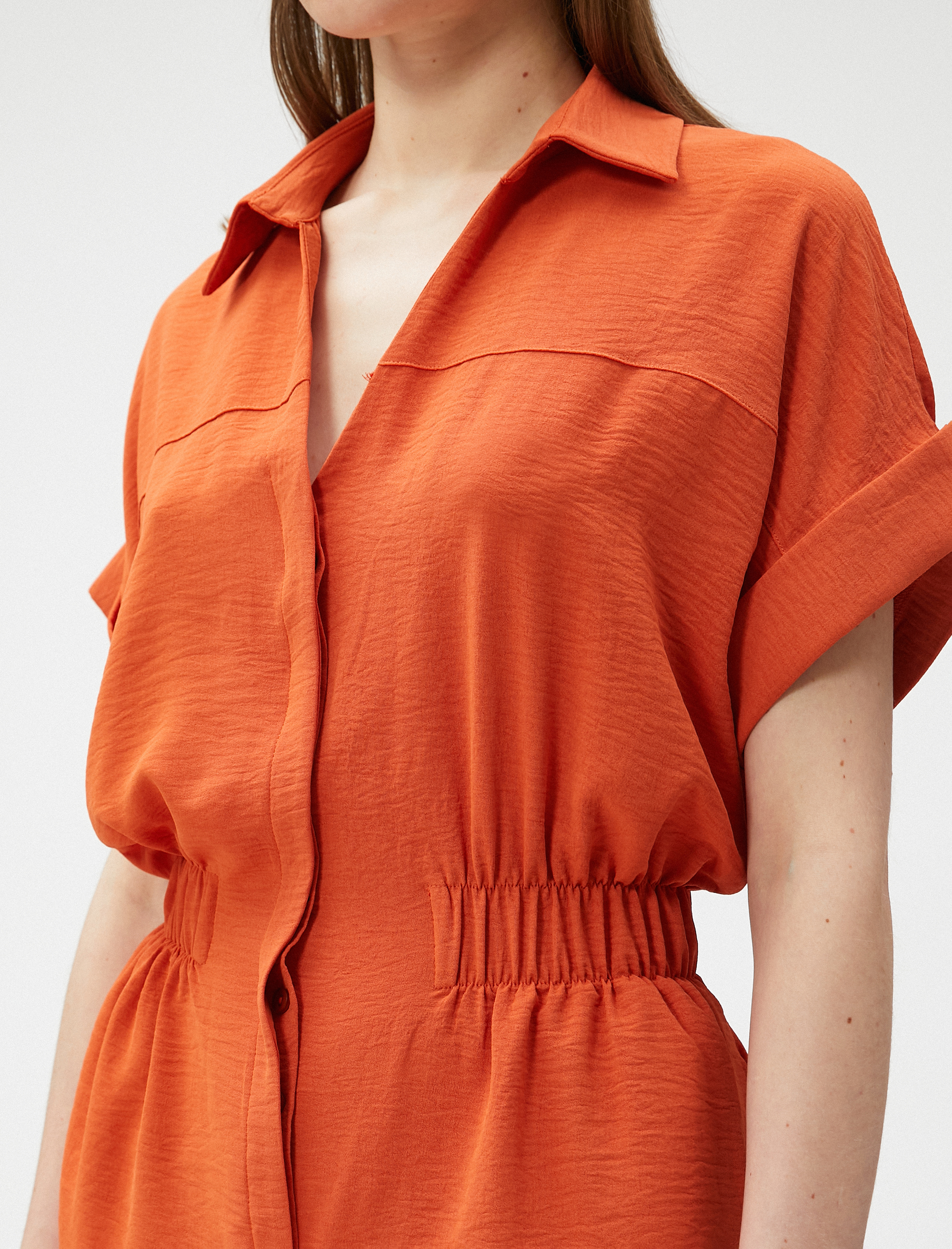 Şortlu Tulum Gömlek Yaka Kısa Kollu