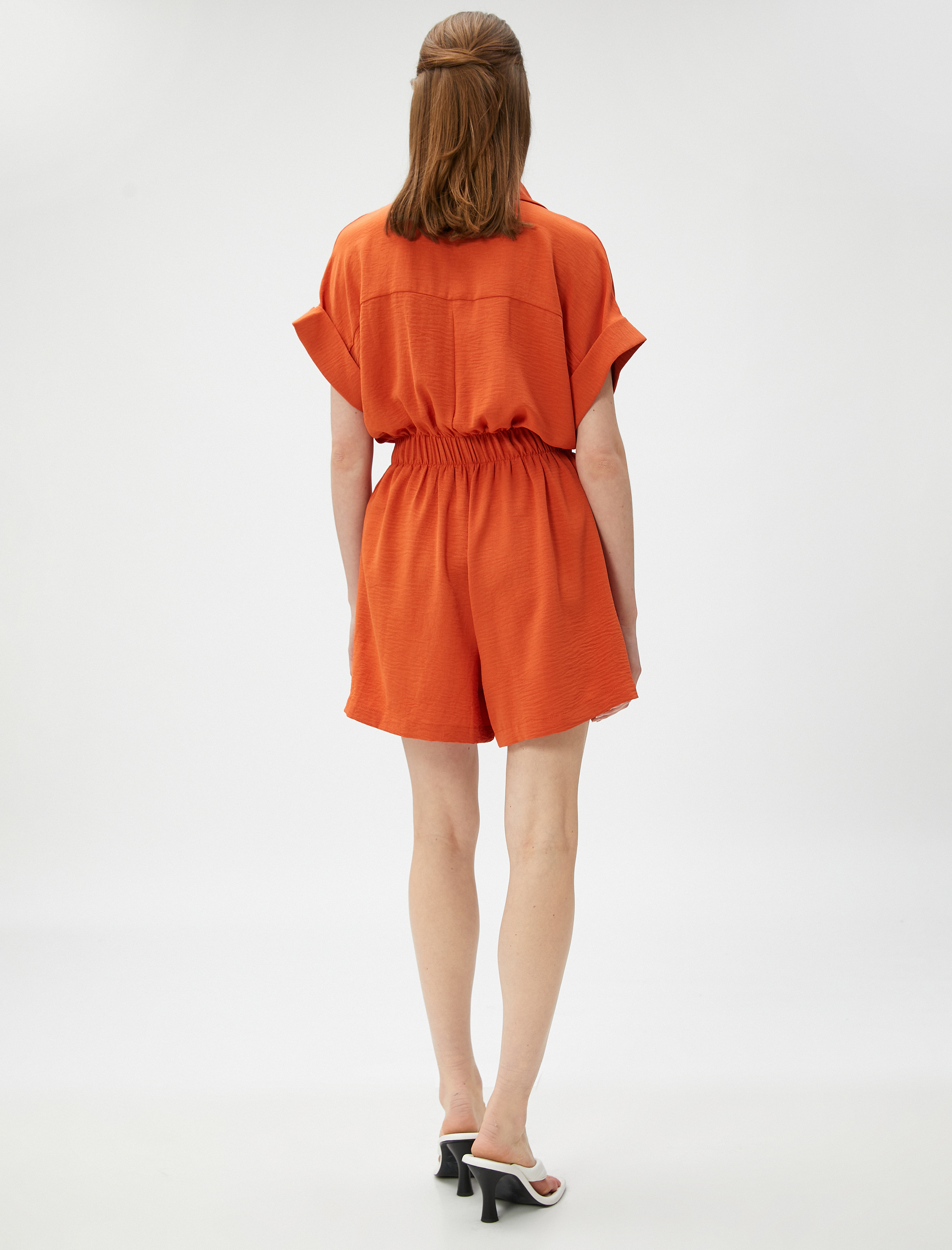 Şortlu Tulum Gömlek Yaka Kısa Kollu