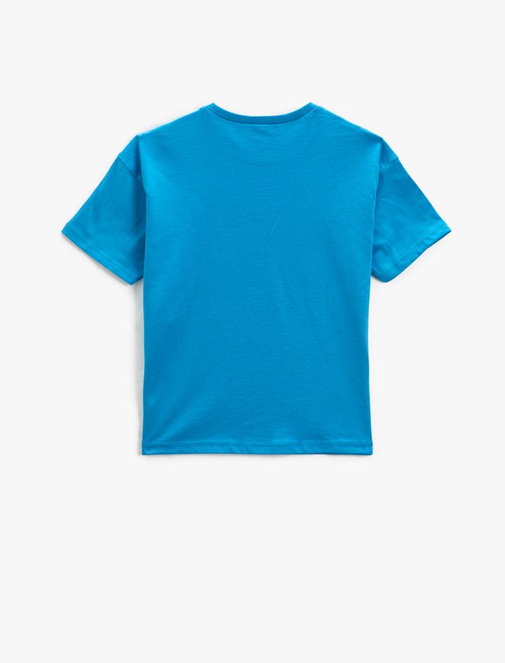 Erkek Çocuk Kısa Kollu Tişört Bisiklet Yaka Baskılı Pamuklu