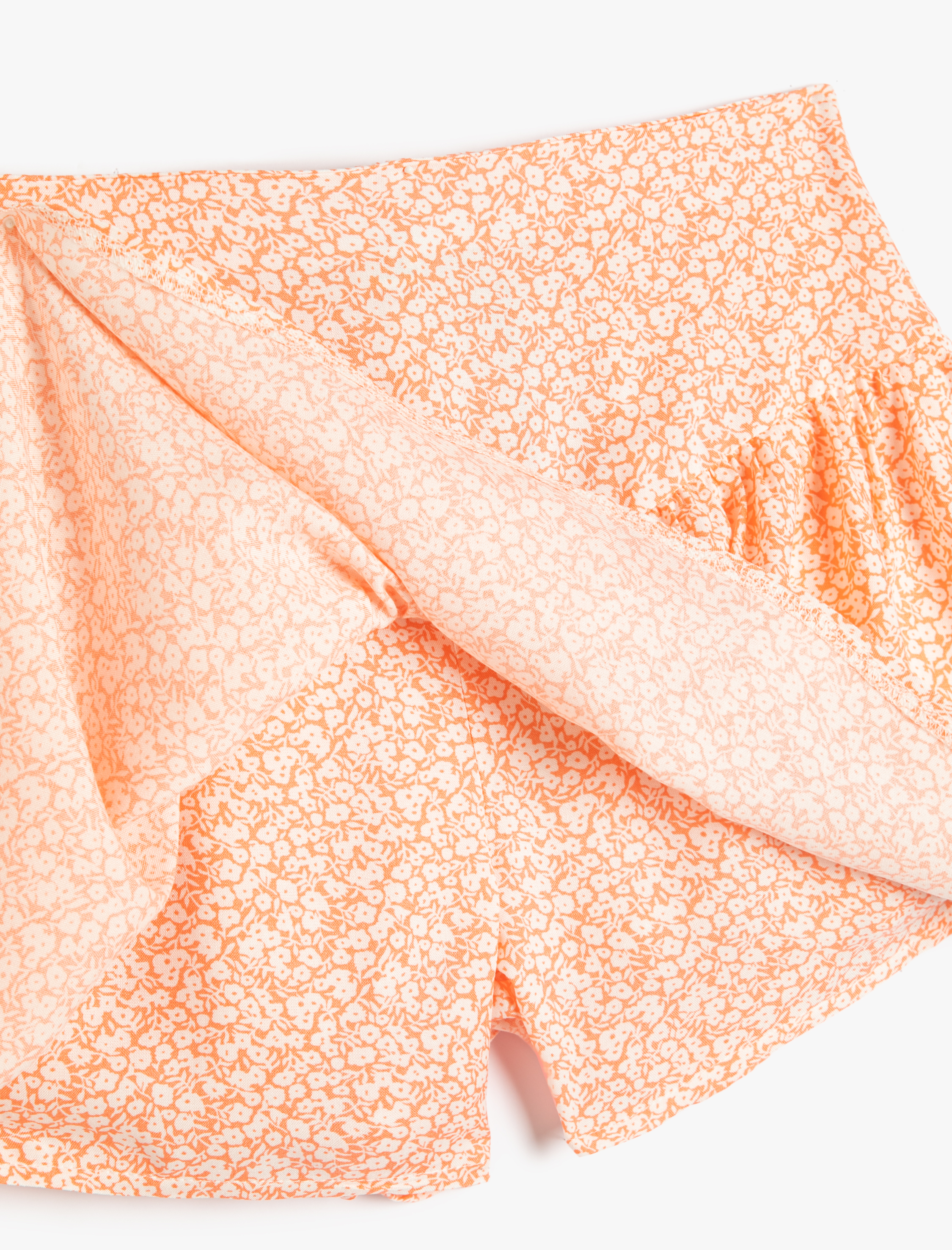  Kız Çocuk Şort Etek Çiçekli Beli Lastikli Fırfırlı