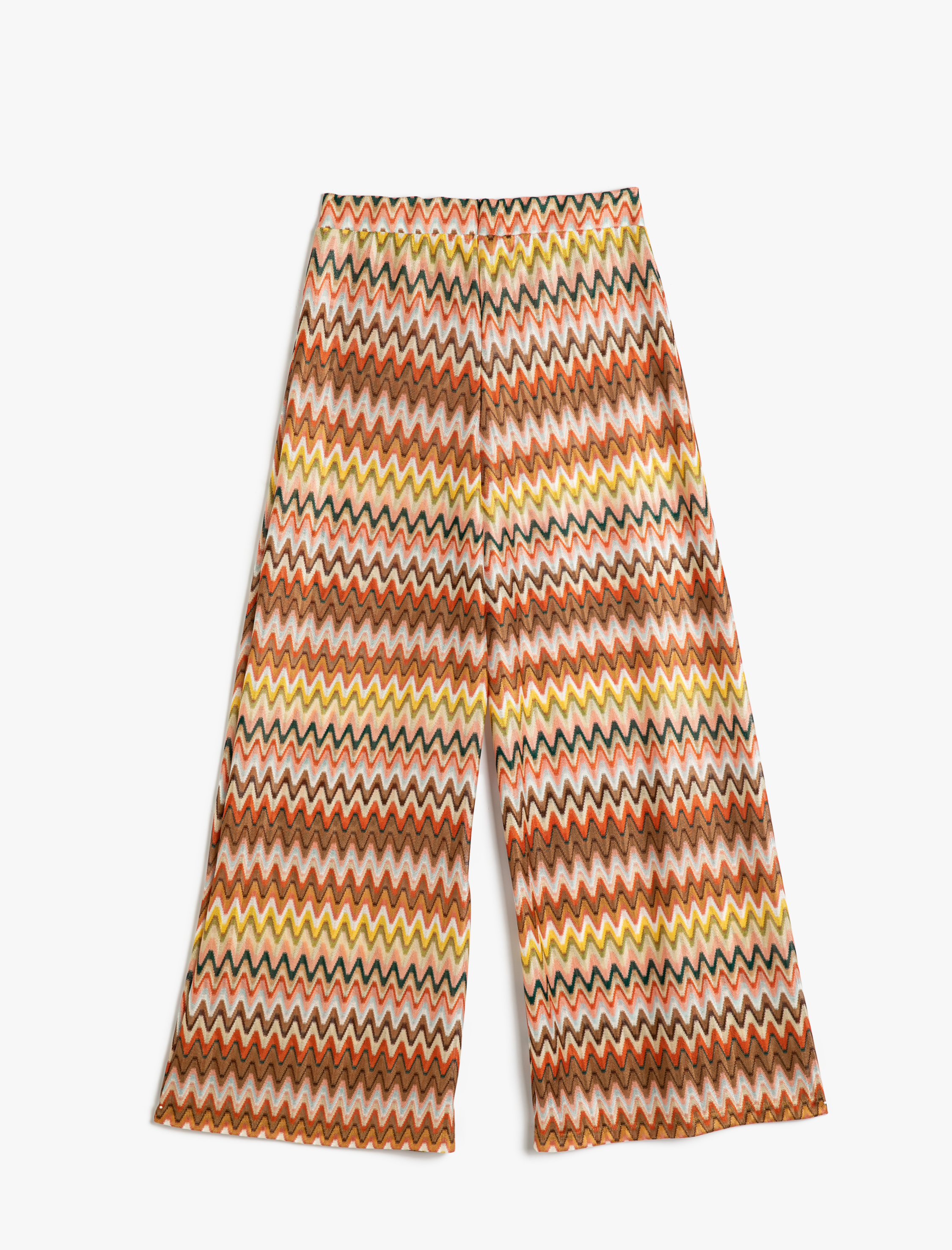Bol Paça Plaj Pantolonu Desenli Beli Lastikli