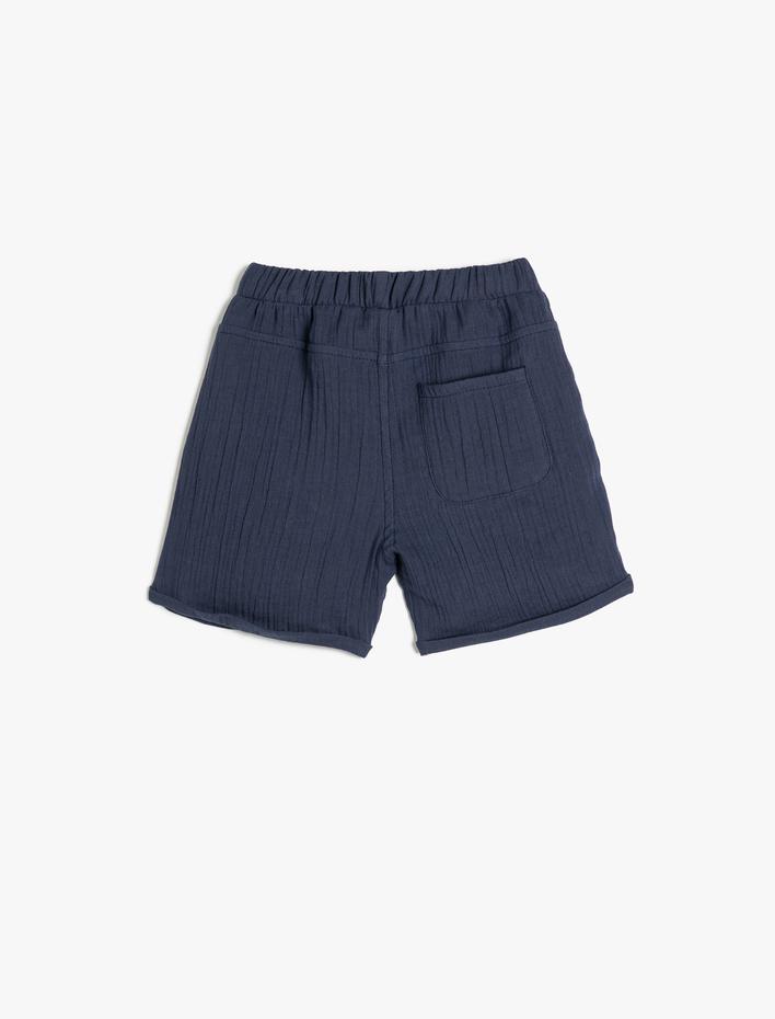 Erkek Bebek Şort Cepli Beli Lastikli Pamuklu